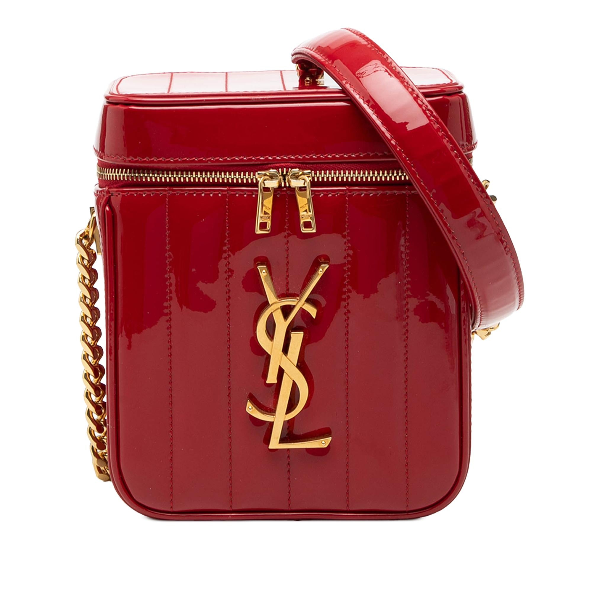 Saint Laurent Matelasse Patent Monogram Vicky Vanity Bag