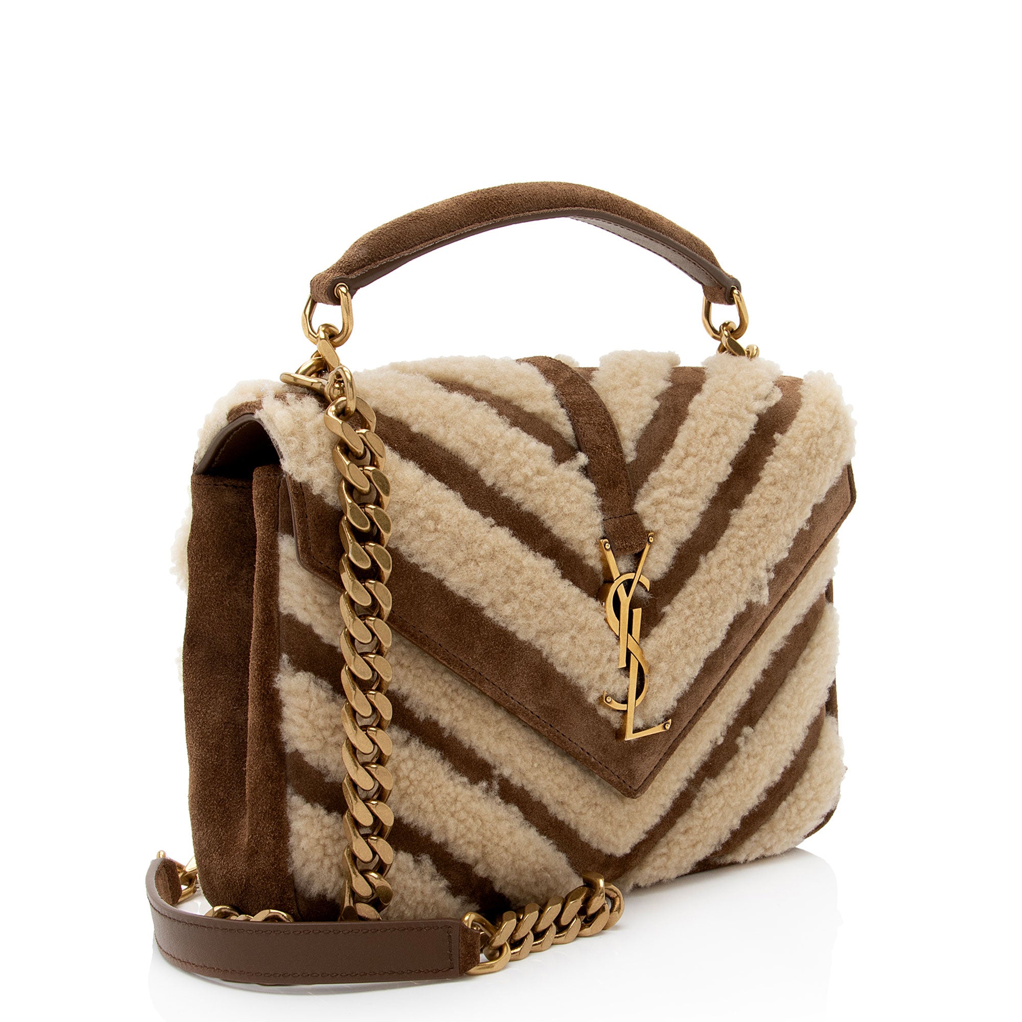 Saint Laurent Matelasse Shearling Nubuck College Medium Shoulder Bag (SHF-aCkyln)