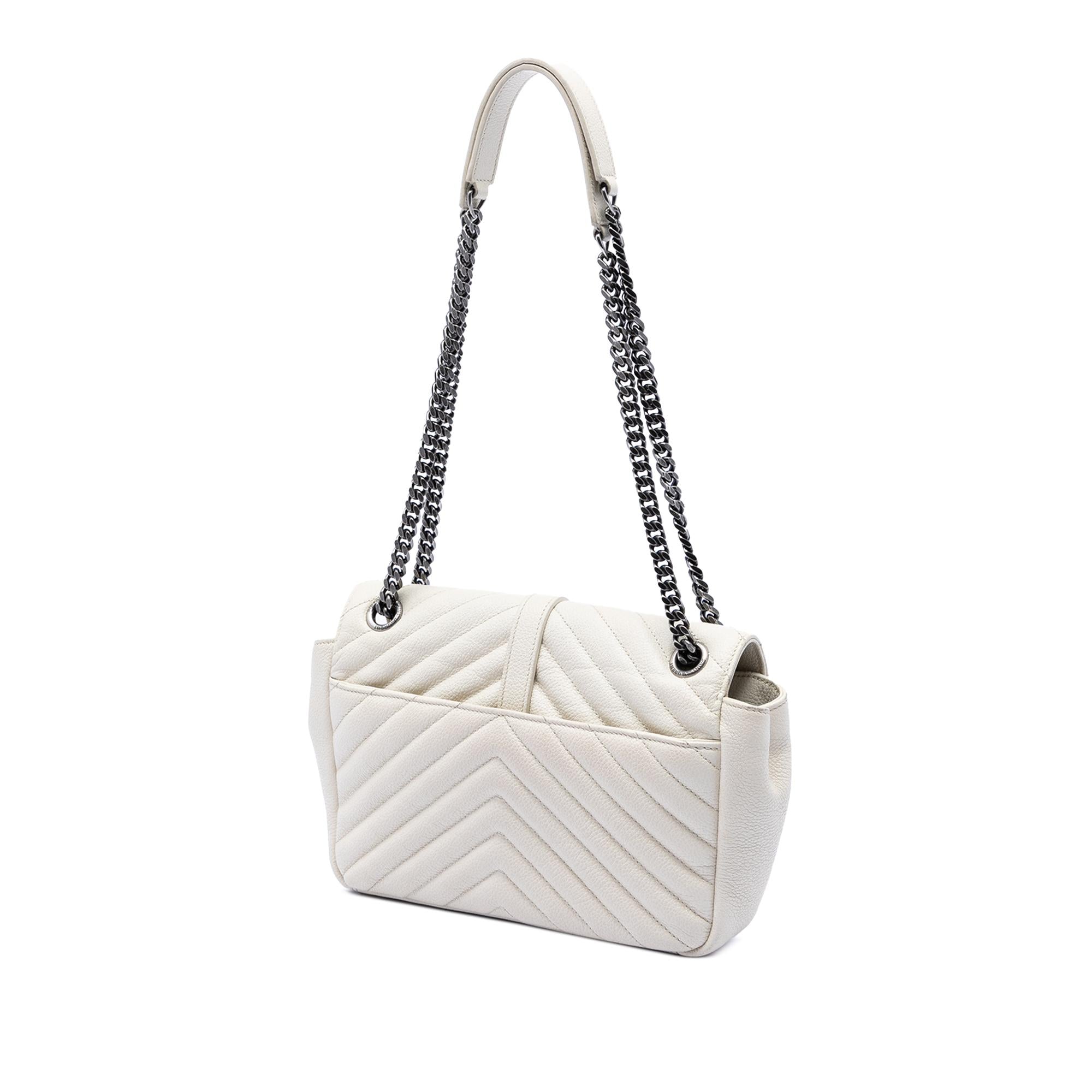Saint Laurent Medium Chevron Calfskin Monogram Envelope Bag