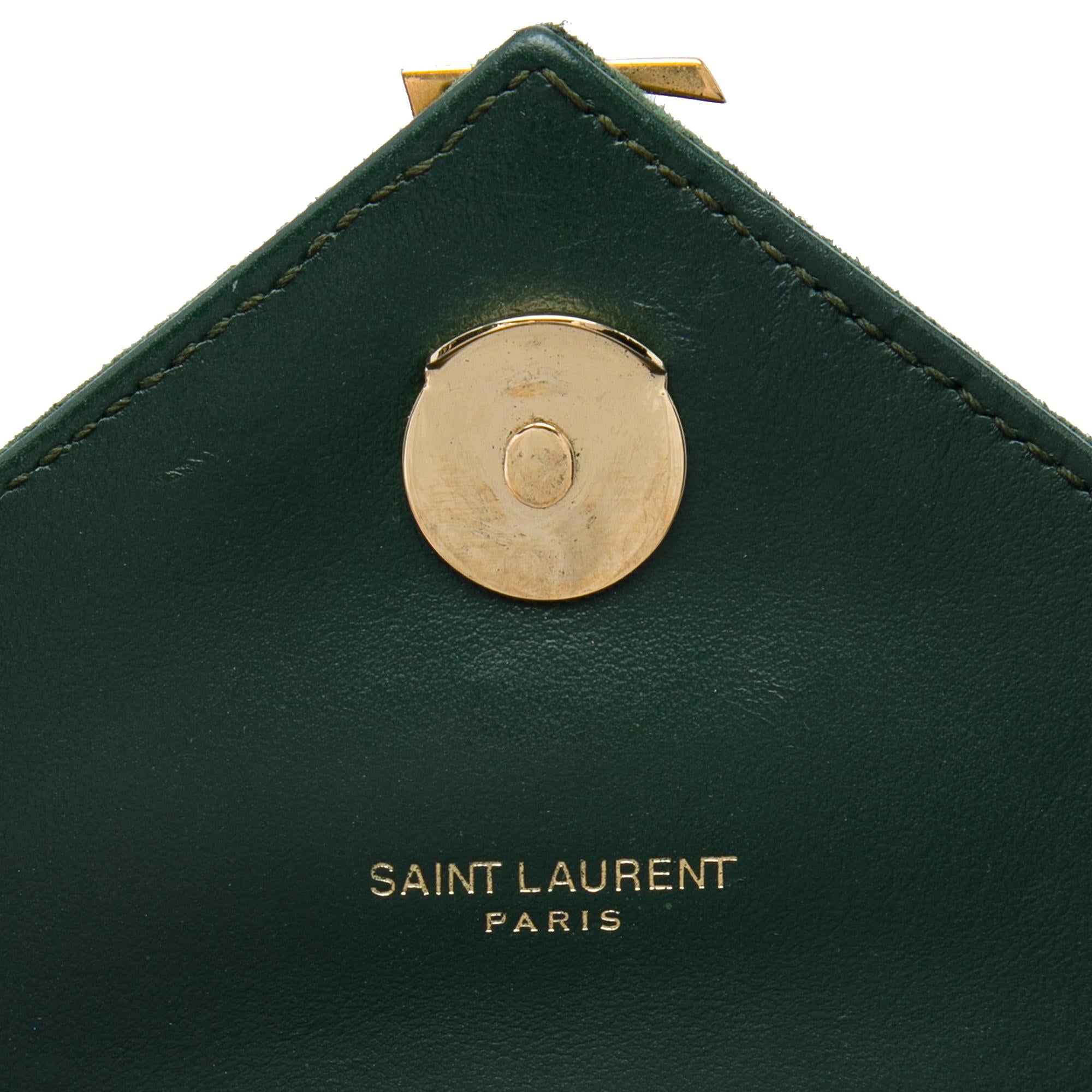 Saint Laurent Medium Chevron Calfskin and Suede Monogram College Satchel