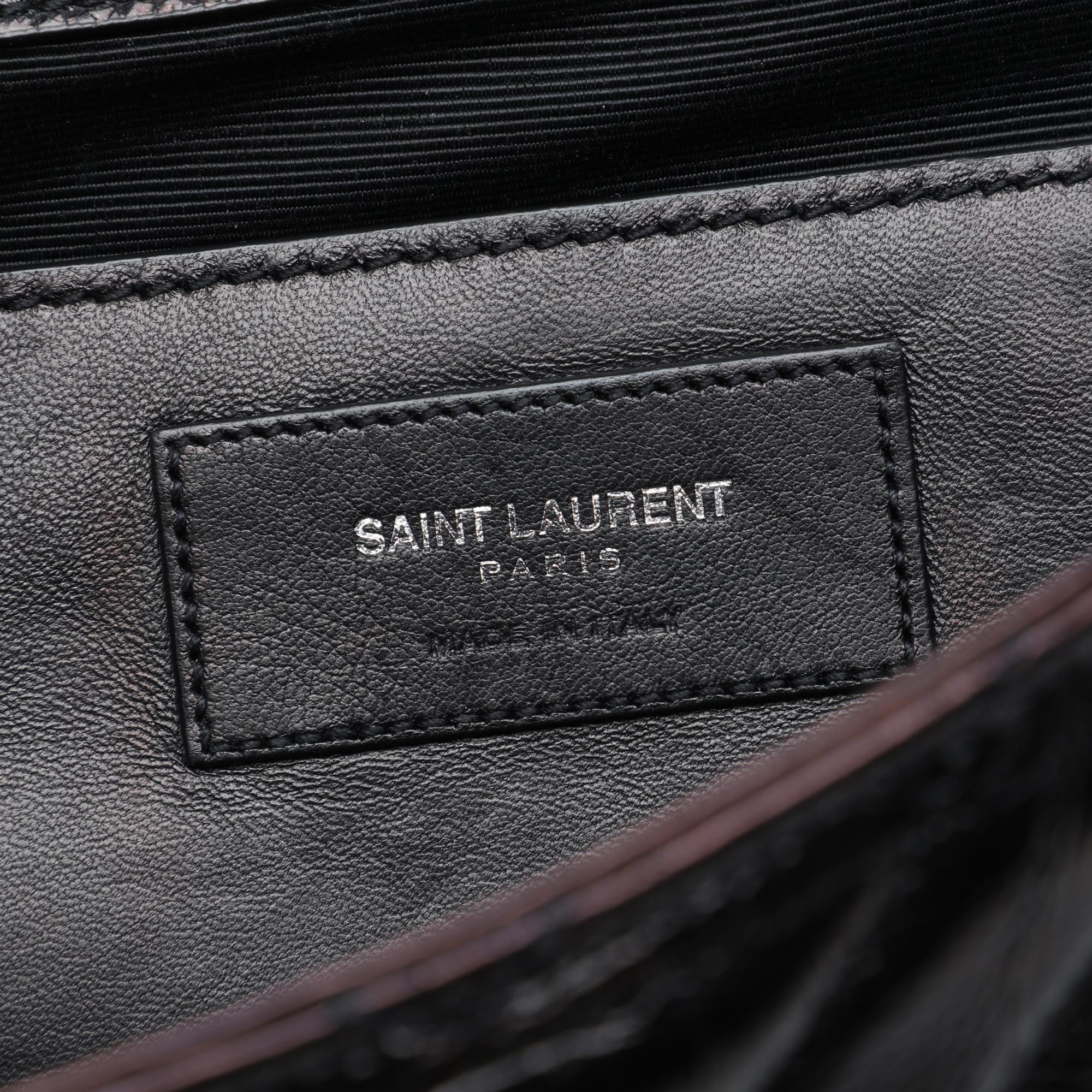 Saint Laurent Medium Chevron Metallic Crinkled Calfskin Punk Chain Bag