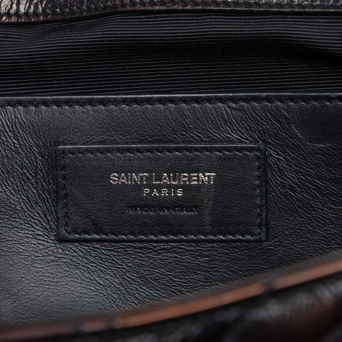 Saint Laurent Medium Chevron Metallic Crinkled Calfskin Punk Chain Bag