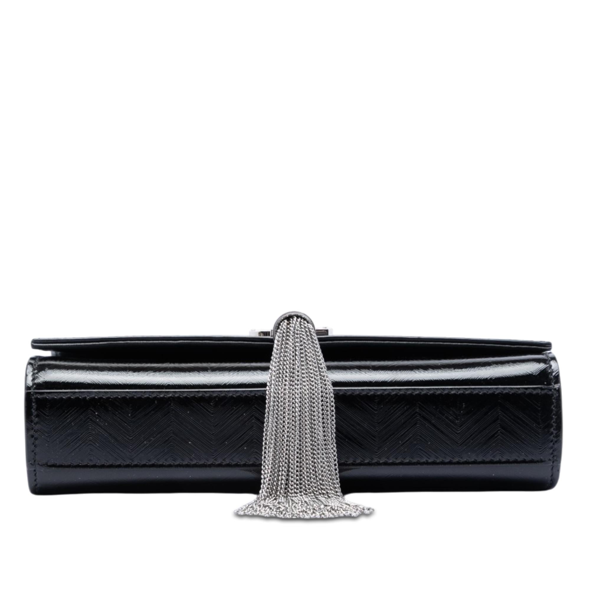 Saint Laurent Medium Chevron Patent Monogram Kate Tassel Crossbody