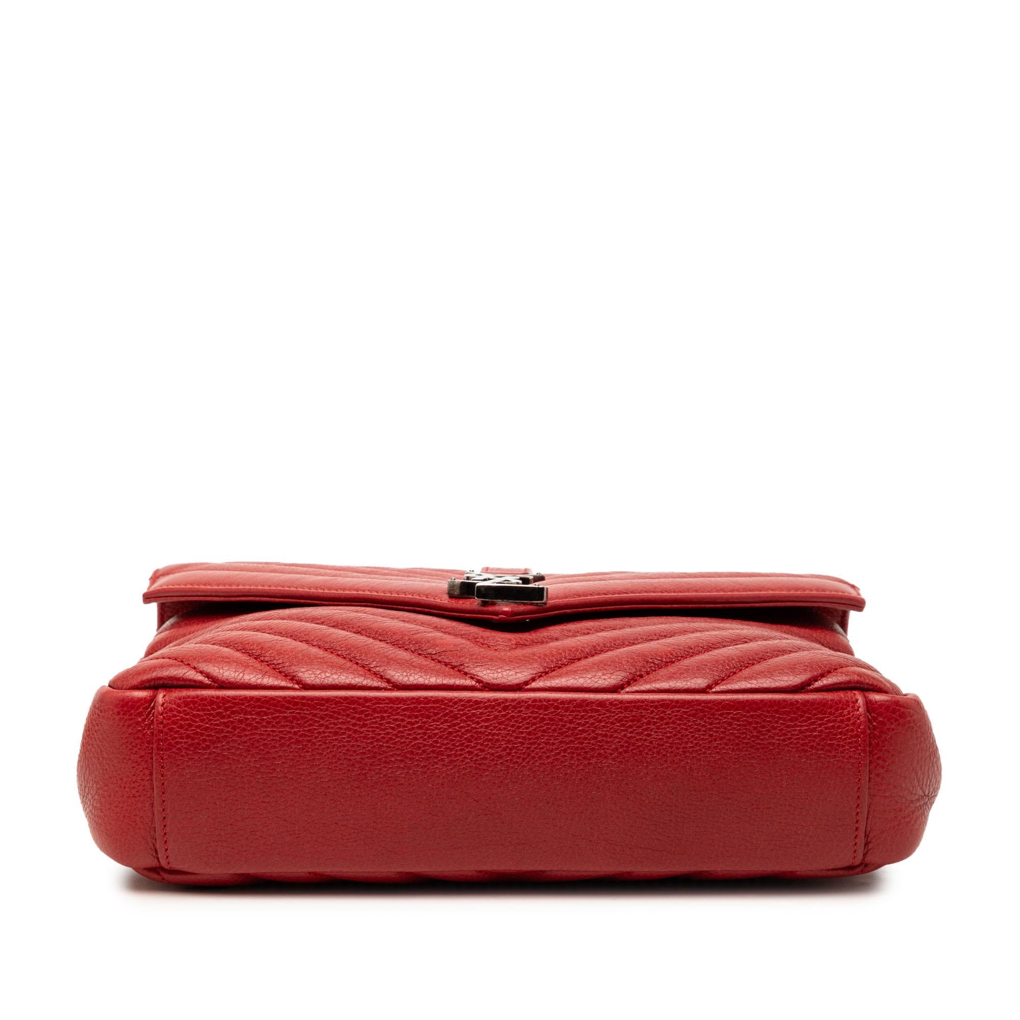 Saint Laurent Medium Chevron Sheepskin Monogram College Satchel