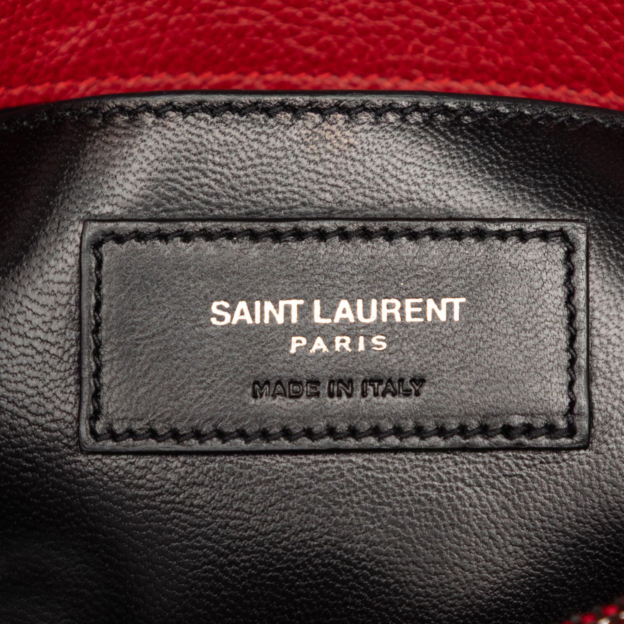 Saint Laurent Medium Chevron Sheepskin Monogram College Satchel