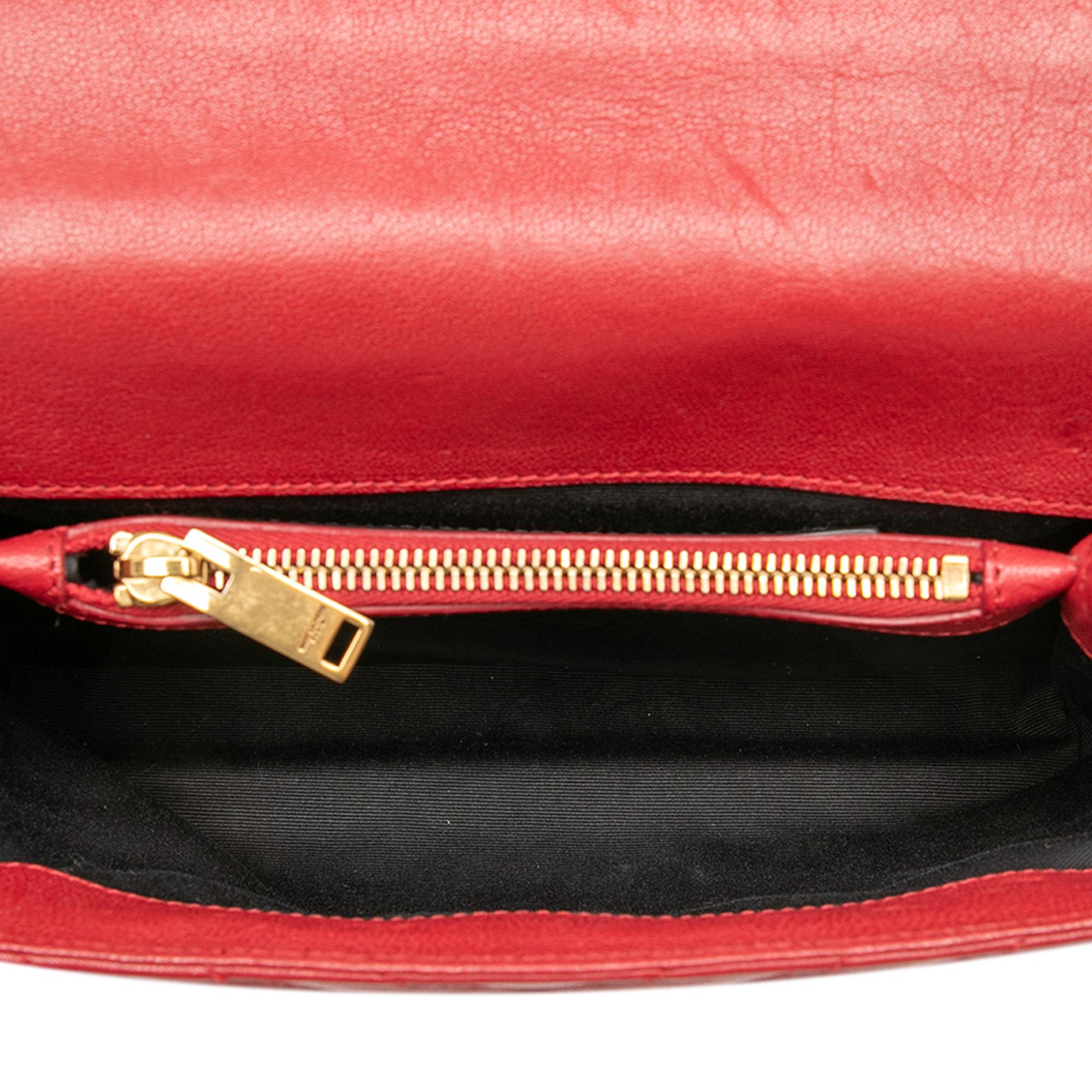 Saint Laurent Medium Chevron Sheepskin Monogram College Satchel