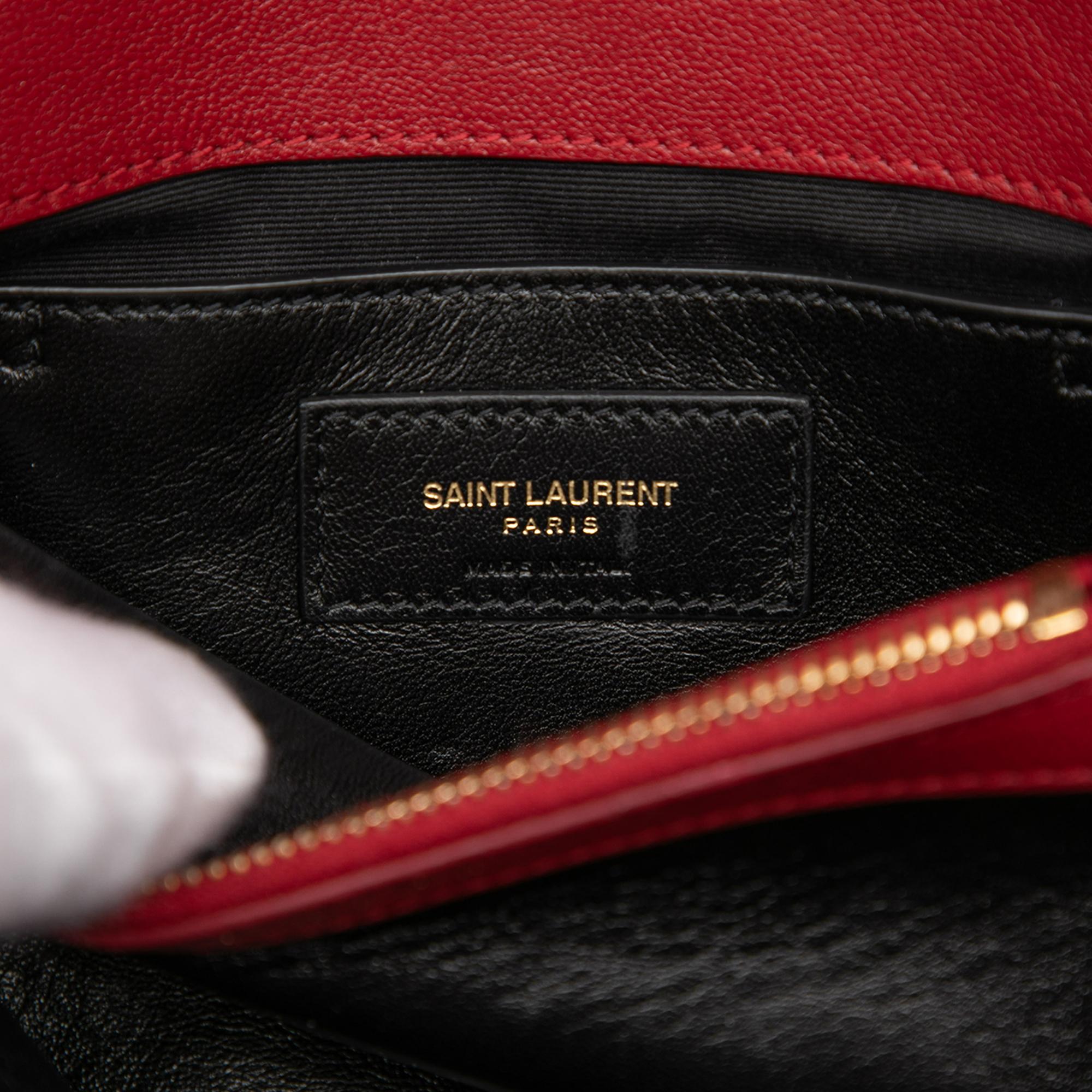 Saint Laurent Medium Chevron Sheepskin Monogram College Satchel
