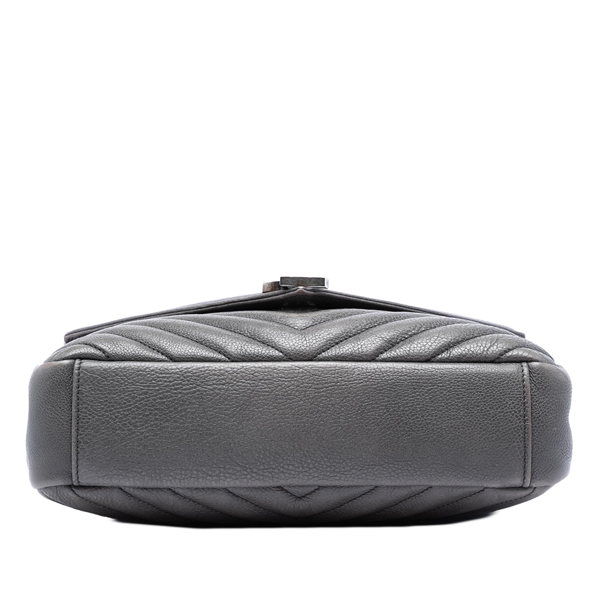 Saint Laurent Medium Chevron Sheepskin Monogram College Satchel