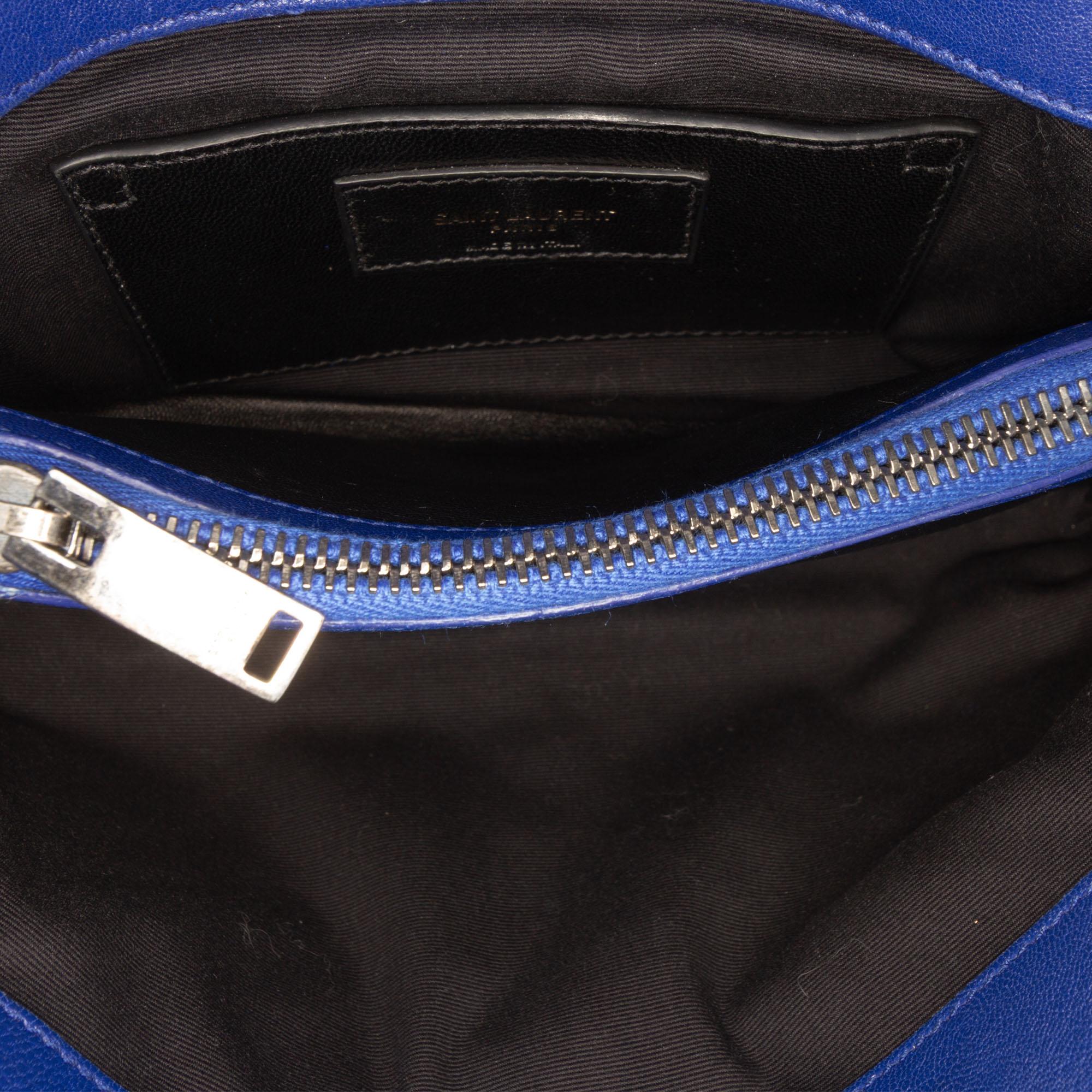 Saint Laurent Medium Chevron Sheepskin Monogram College Satchel