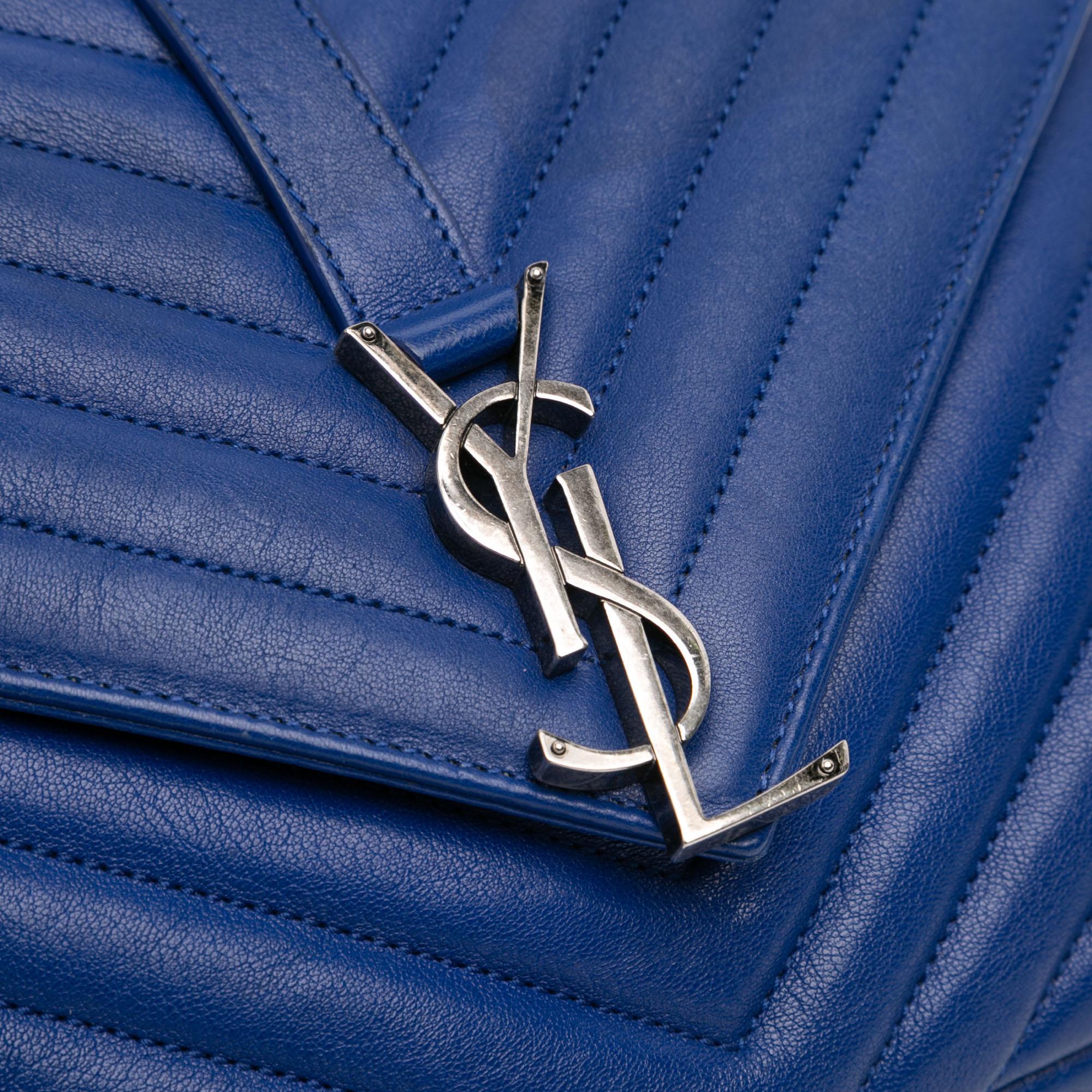 Saint Laurent Medium Chevron Sheepskin Monogram College Satchel