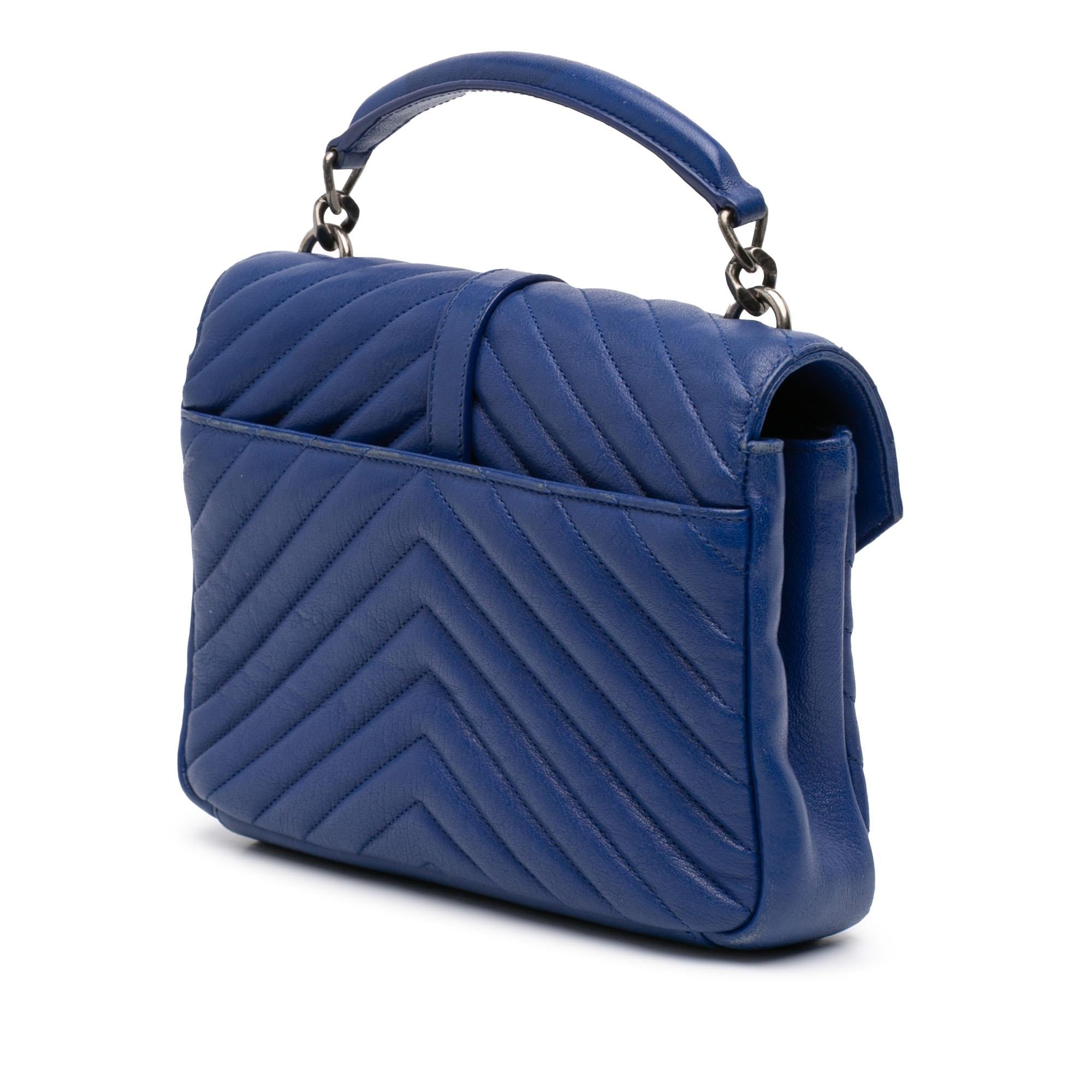 Saint Laurent Medium Chevron Sheepskin Monogram College Satchel