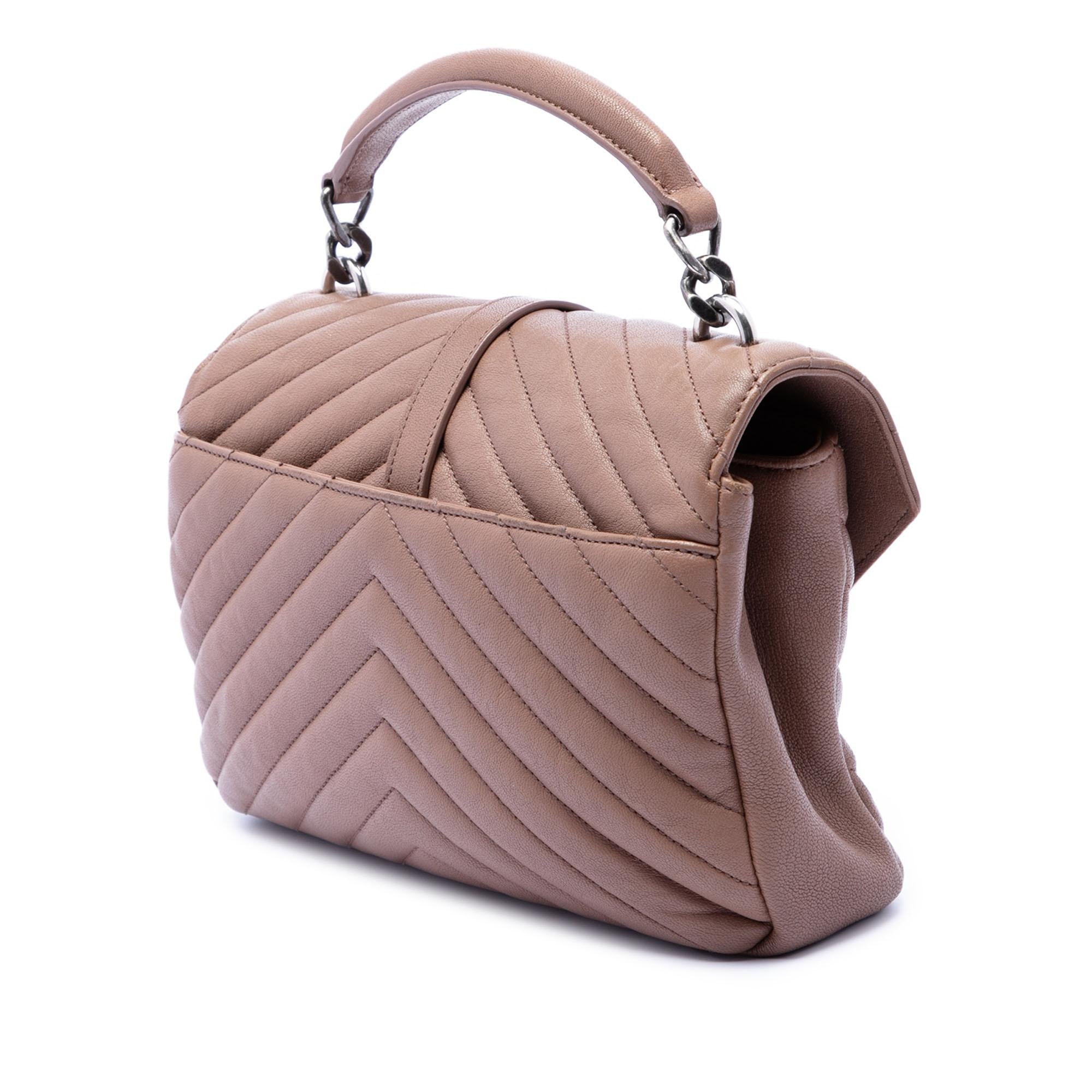 Saint Laurent Medium Chevron Sheepskin Monogram College Satchel