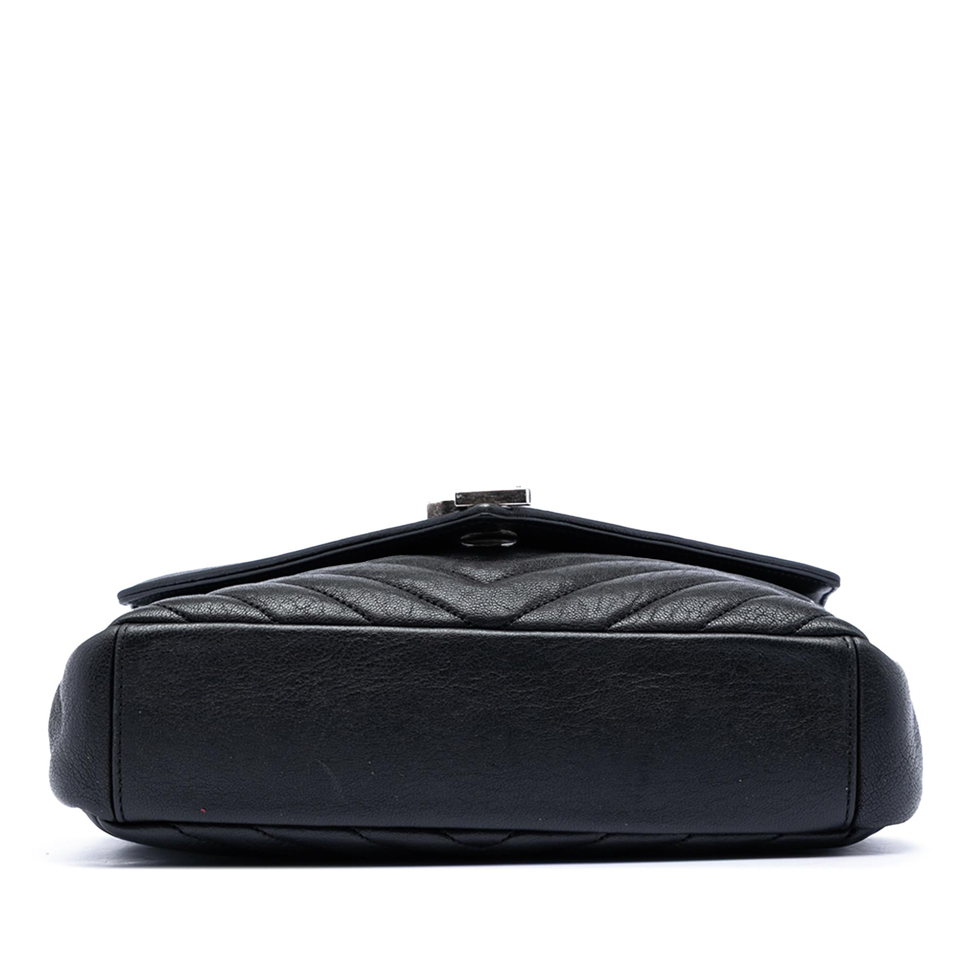 Saint Laurent Medium Chevron Sheepskin Monogram College Satchel
