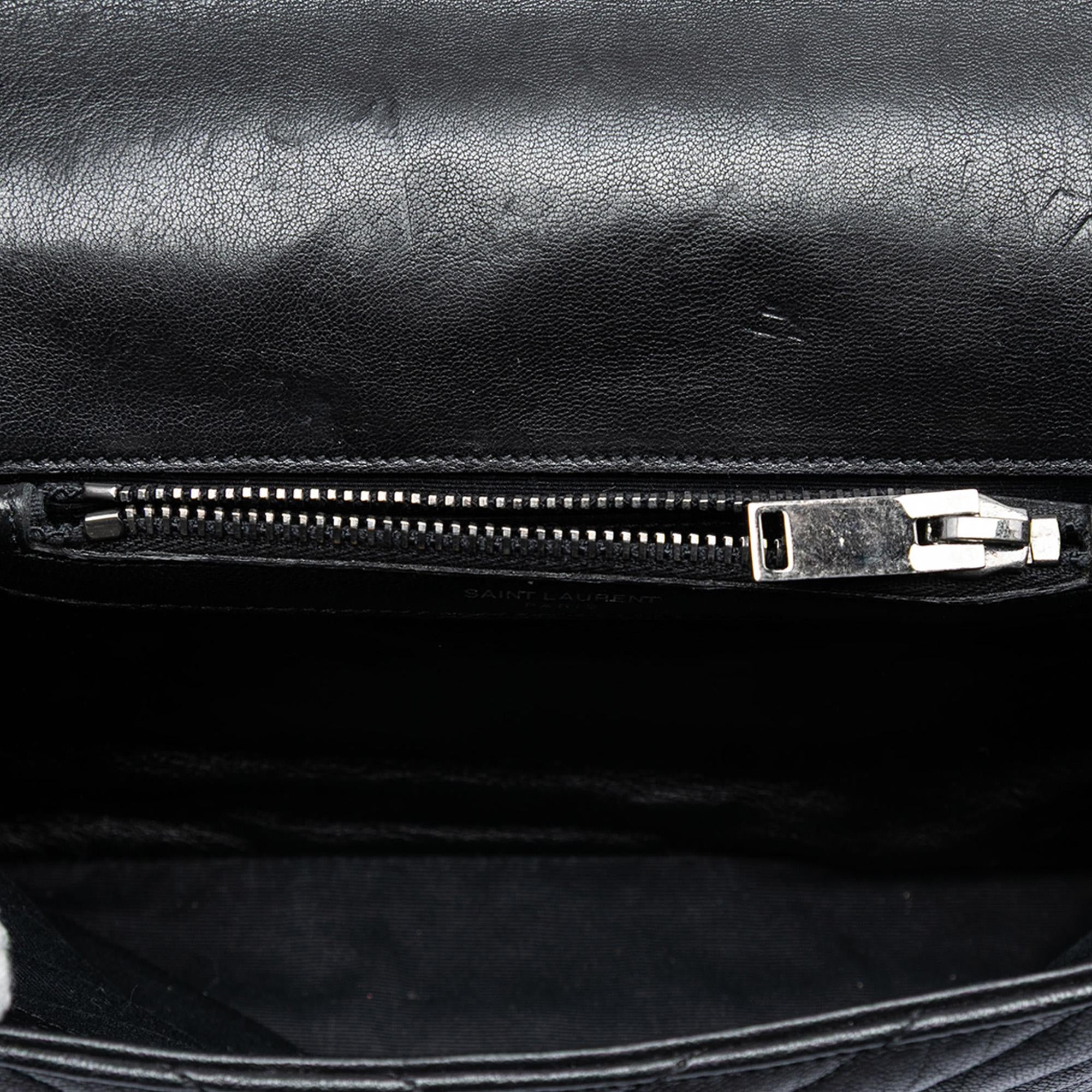 Saint Laurent Medium Chevron Sheepskin Monogram College Satchel