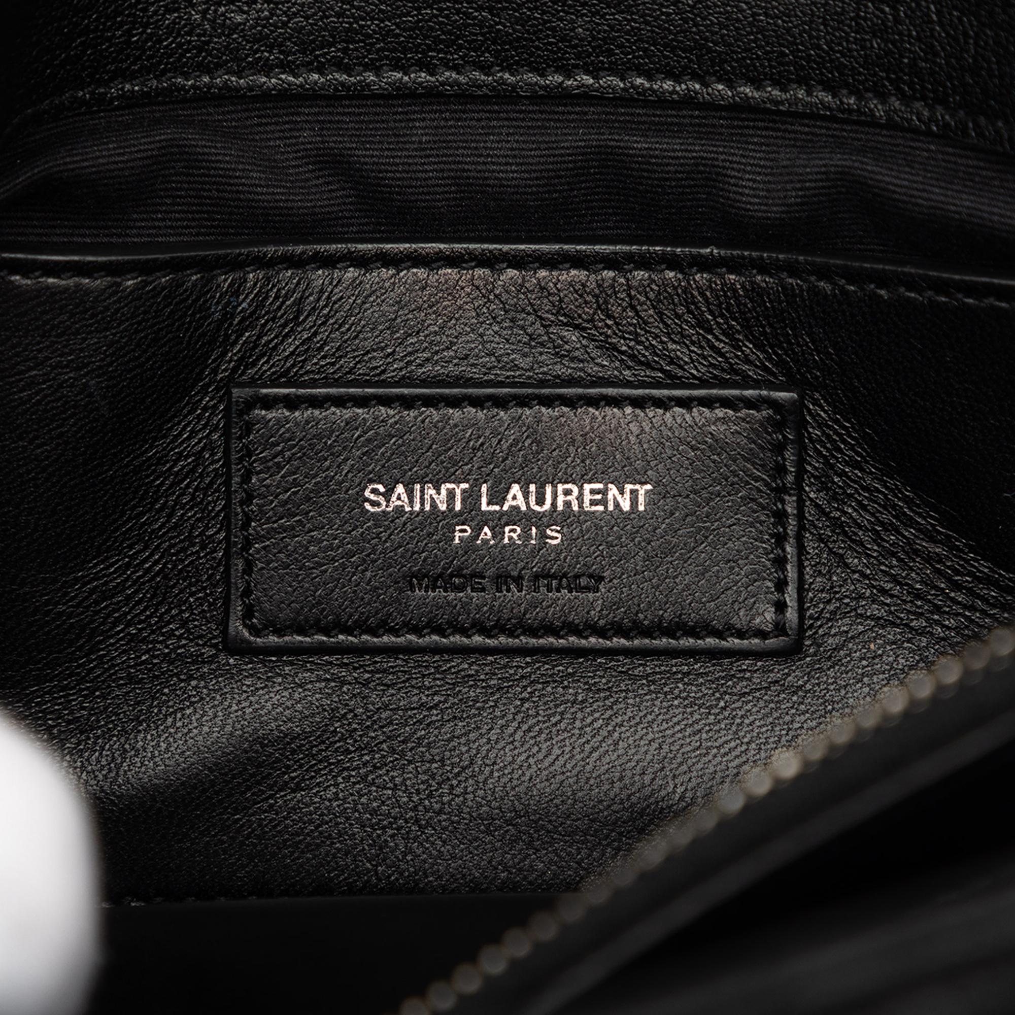 Saint Laurent Medium Chevron Sheepskin Monogram College Satchel