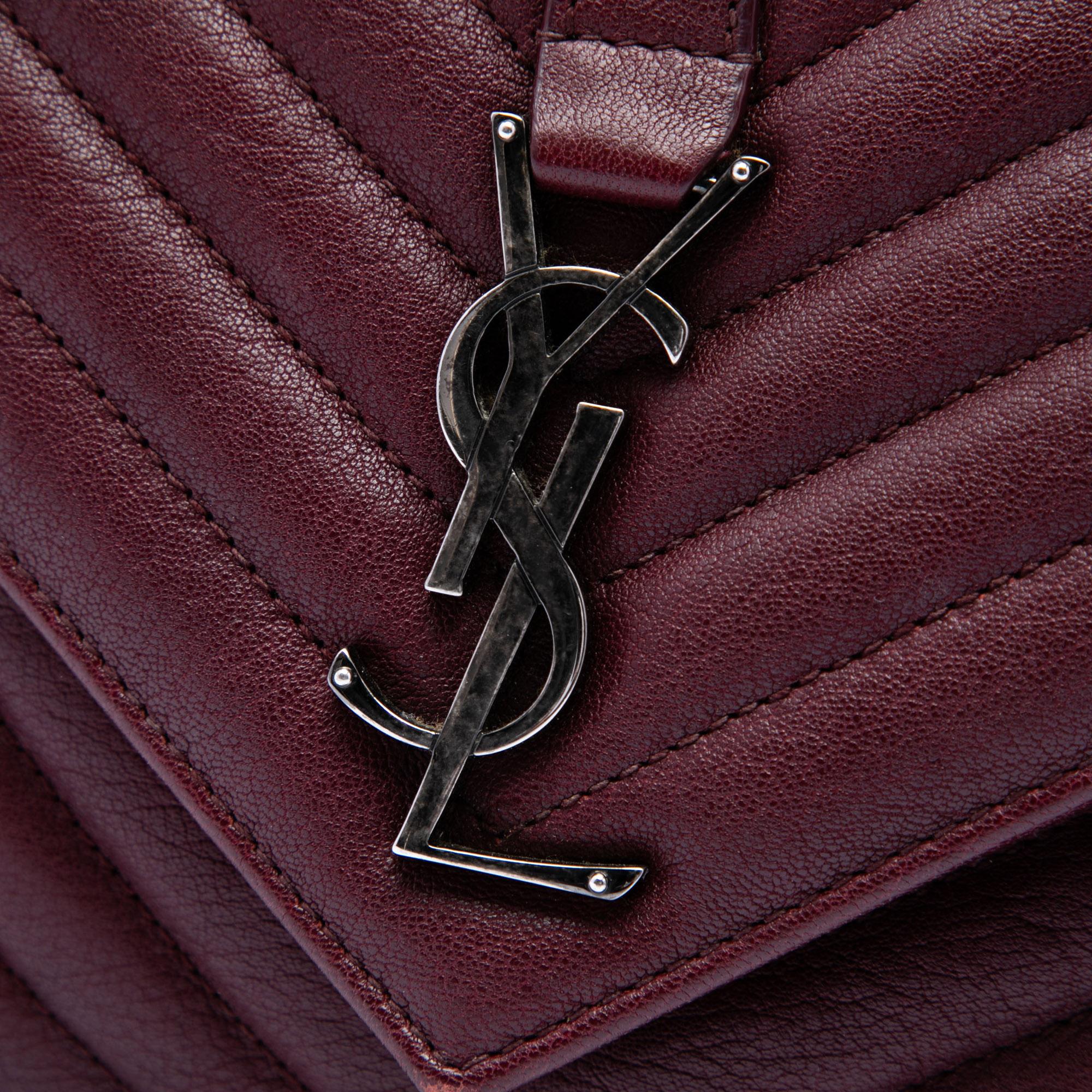 Saint Laurent Medium Chevron Sheepskin Monogram College Satchel
