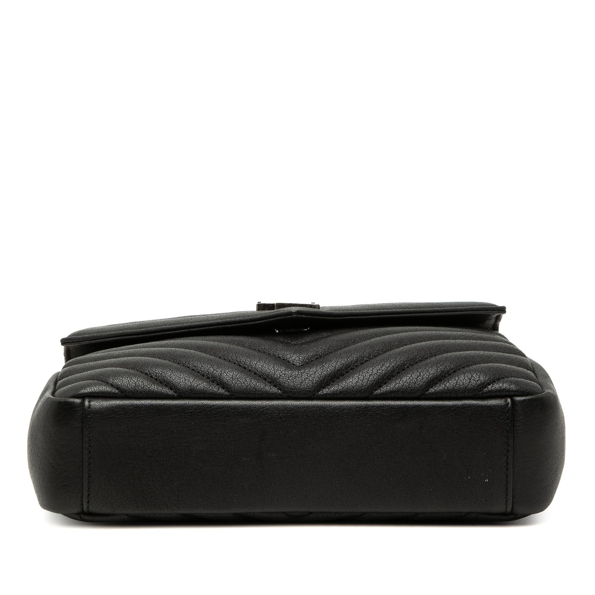 Saint Laurent Medium Chevron Sheepskin Monogram College Satchel