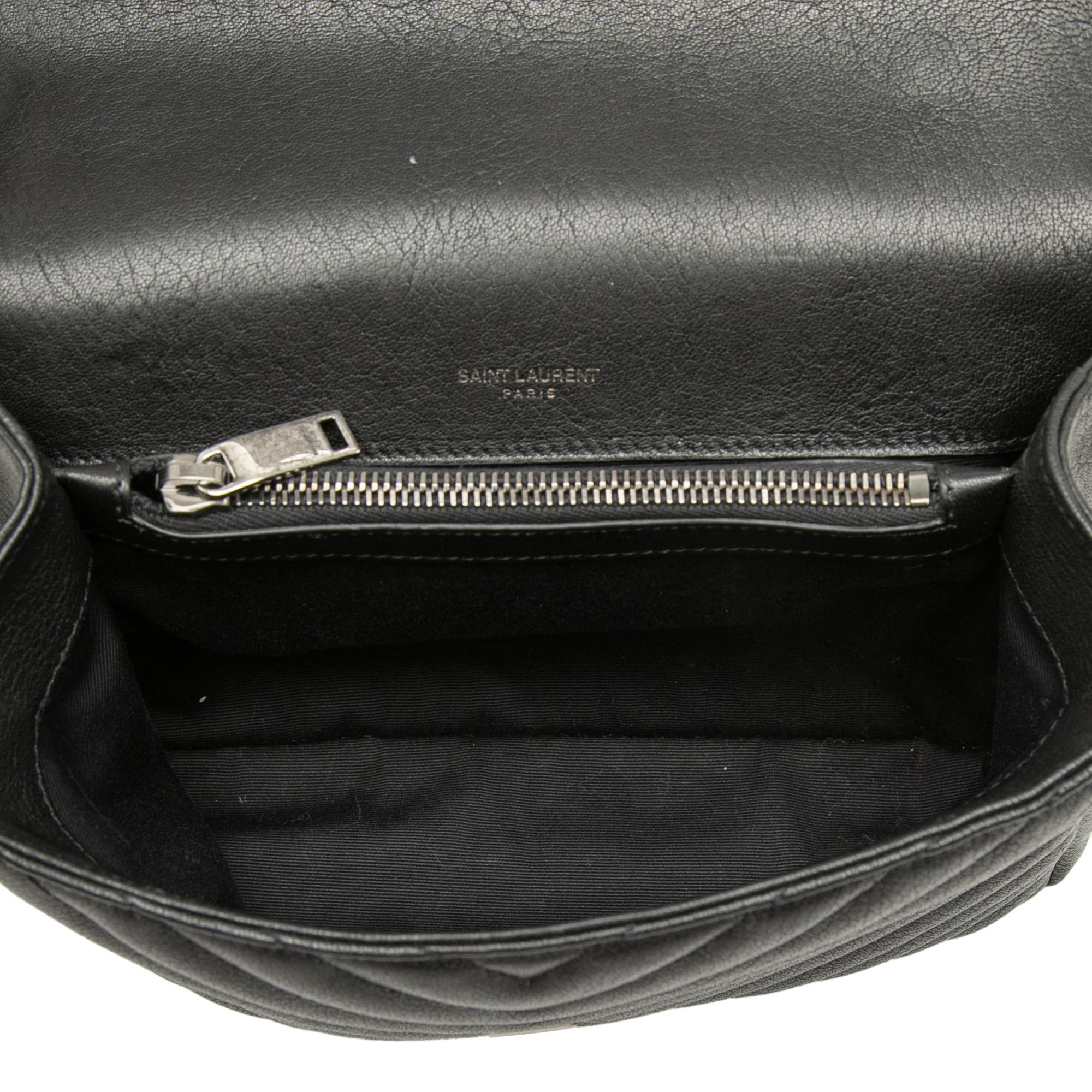 Saint Laurent Medium Chevron Sheepskin Monogram College Satchel