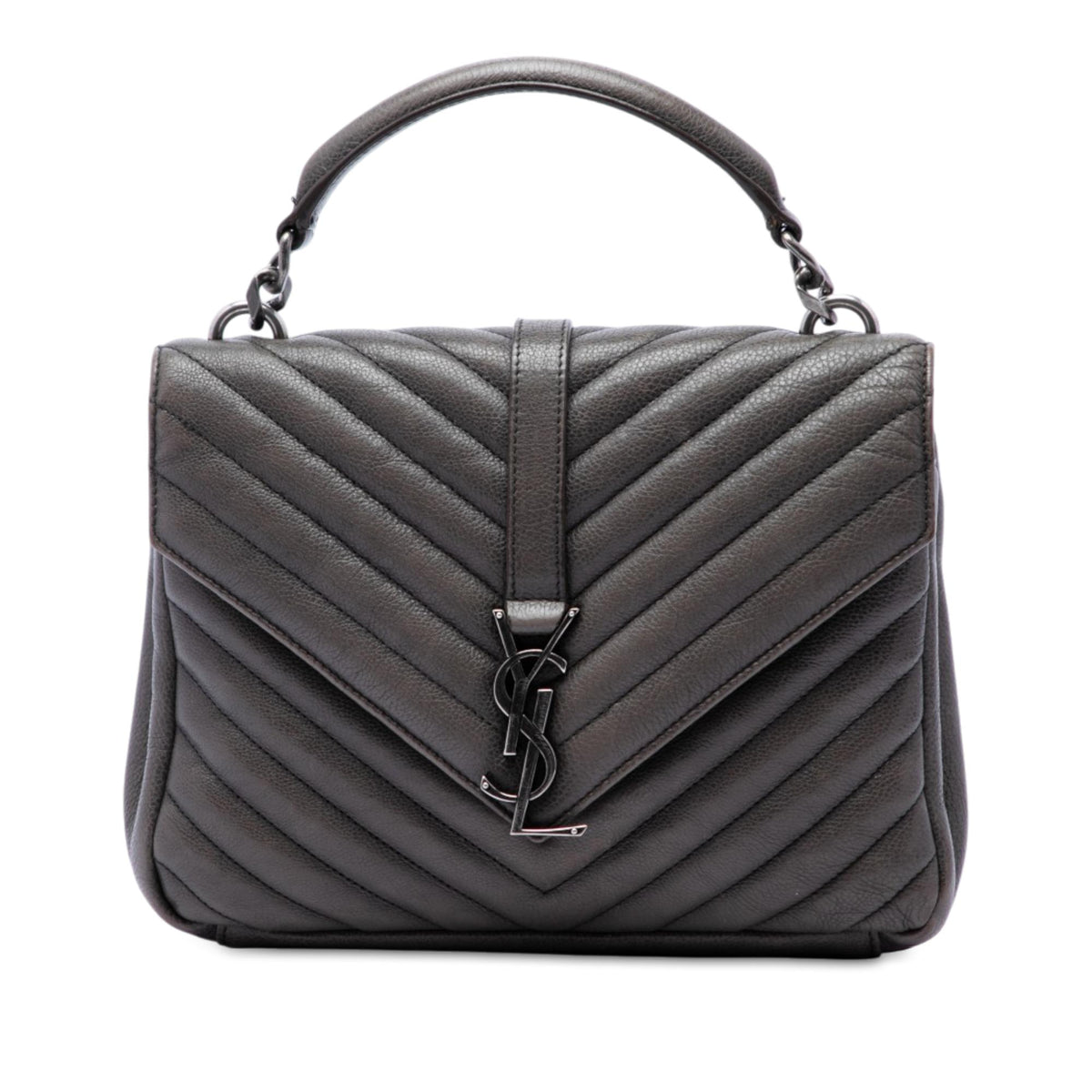 Saint Laurent Medium Chevron Sheepskin Monogram College Satchel
