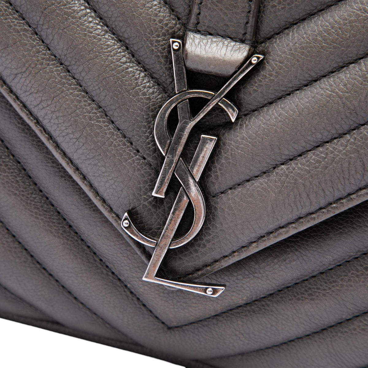 Saint Laurent Medium Chevron Sheepskin Monogram College Satchel
