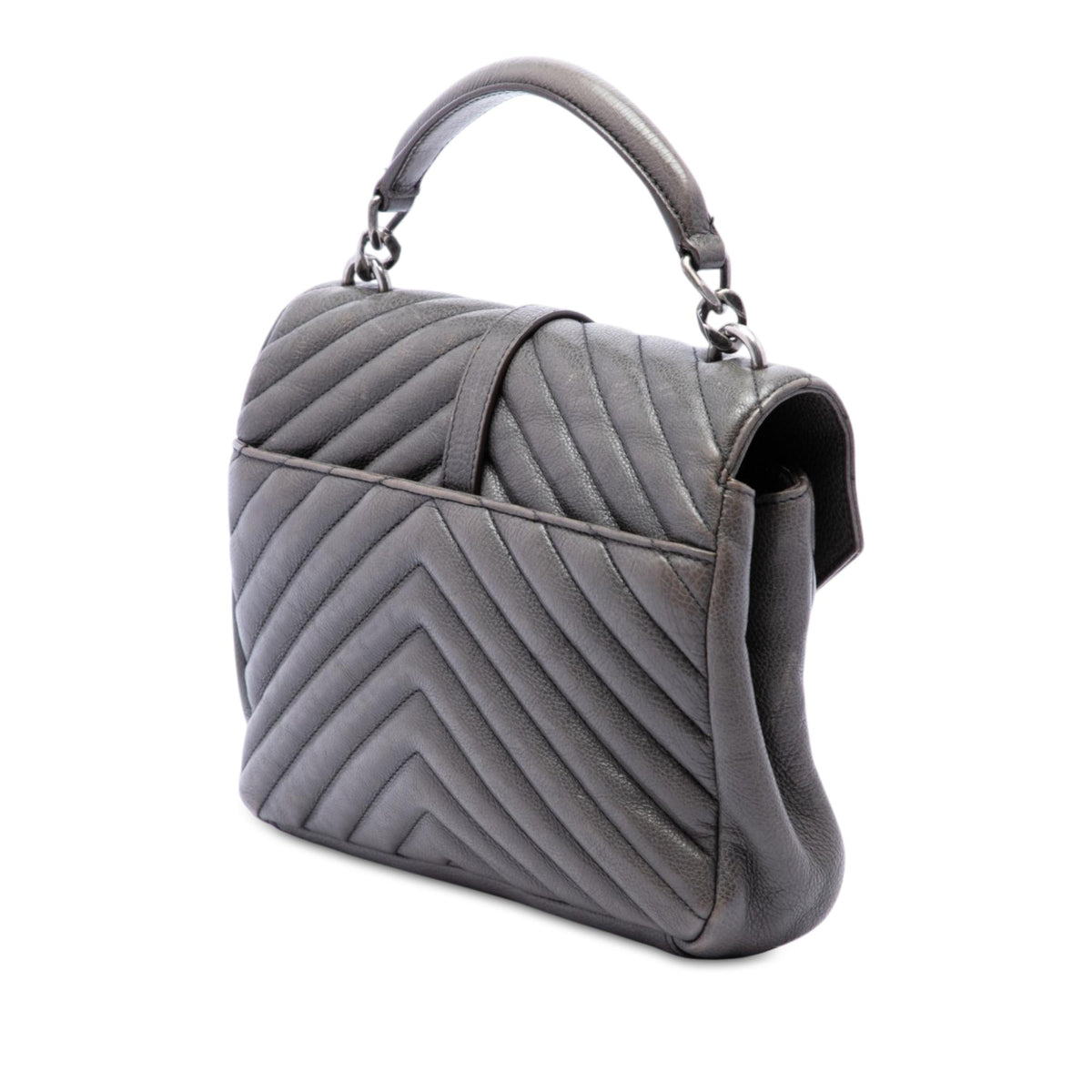 Saint Laurent Medium Chevron Sheepskin Monogram College Satchel