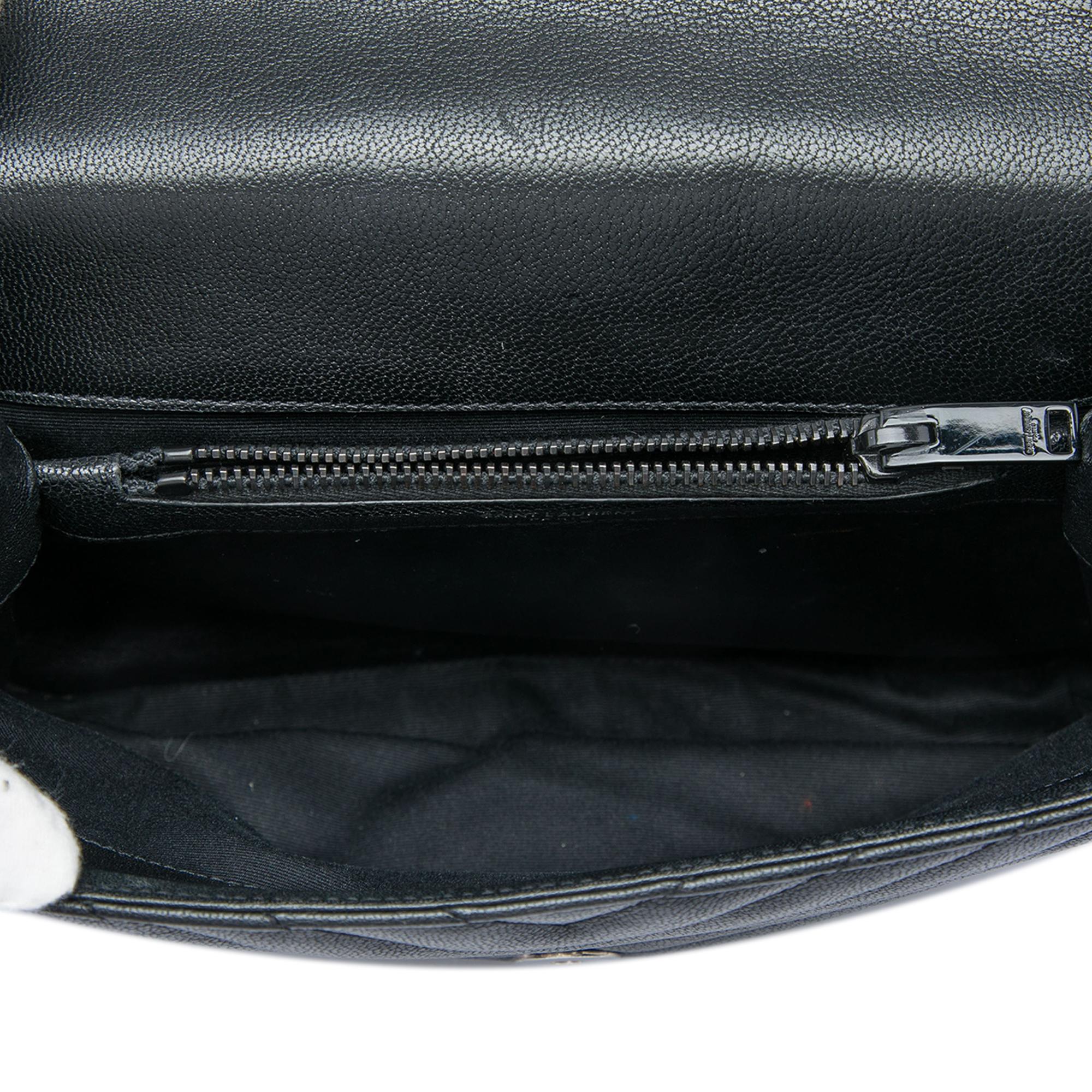 Saint Laurent Medium Chevron Sheepskin  Monogram Monochrome College Bag