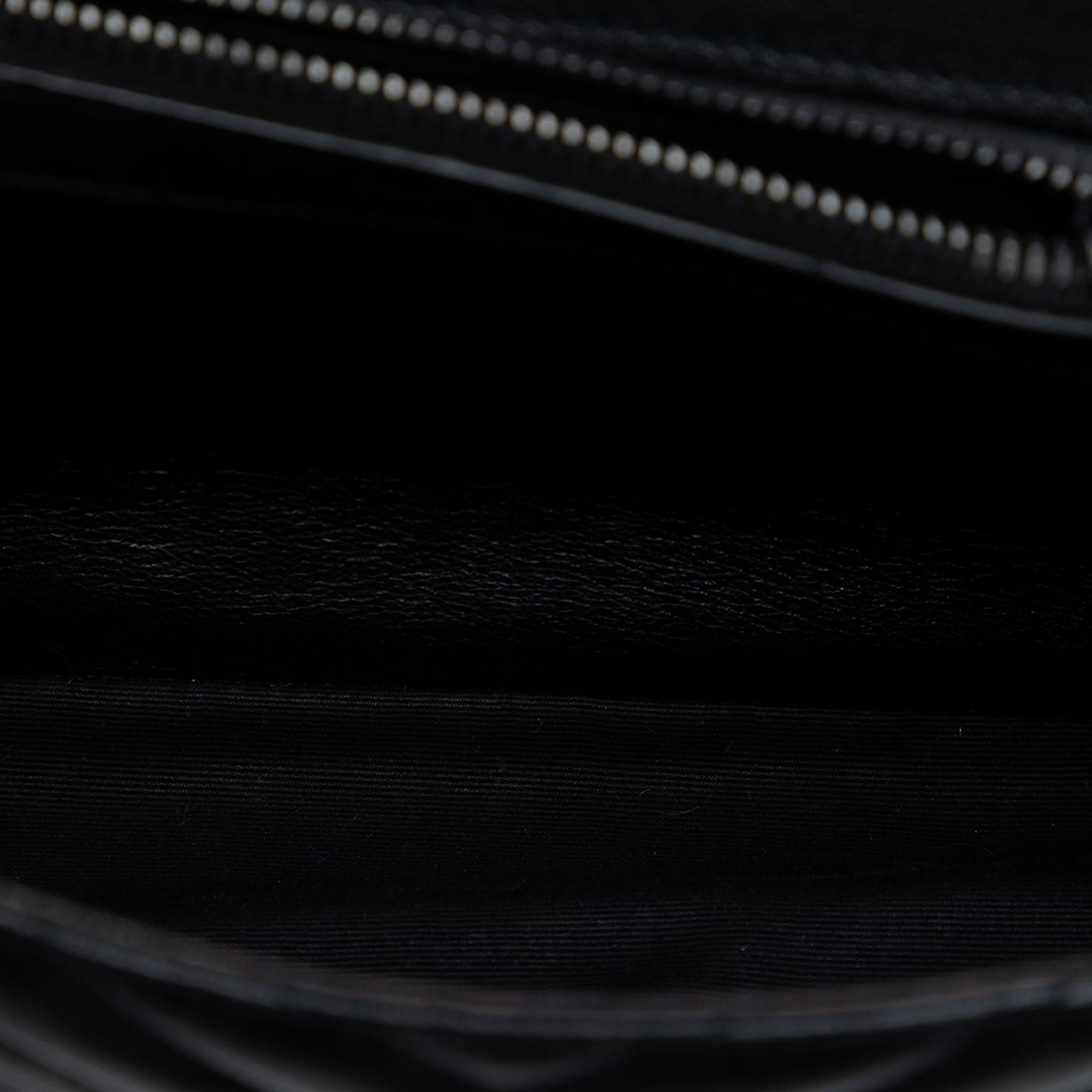 Saint Laurent Medium Chevron Sheepskin  Monogram Monochrome College Bag
