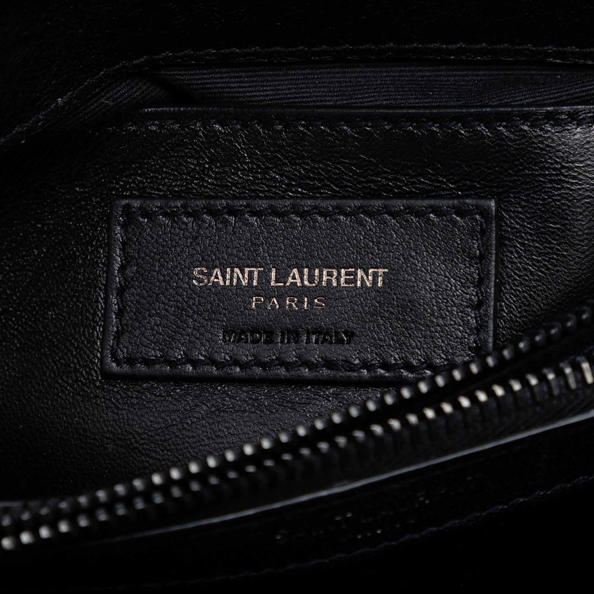Saint Laurent Medium Chevron Sheepskin  Monogram Monochrome College Bag