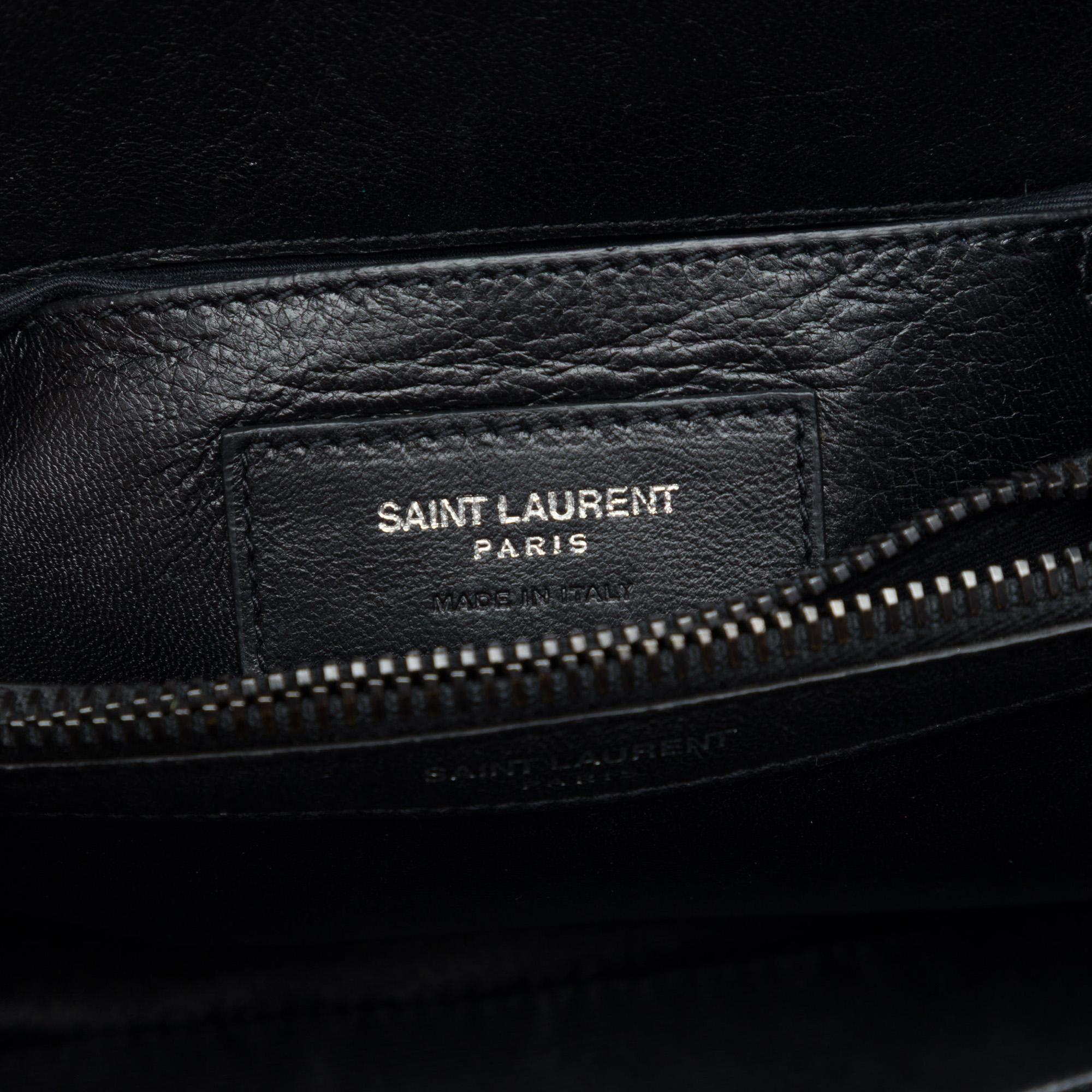 Saint Laurent Medium Chevron Sheepskin  Monogram Monochrome College Bag