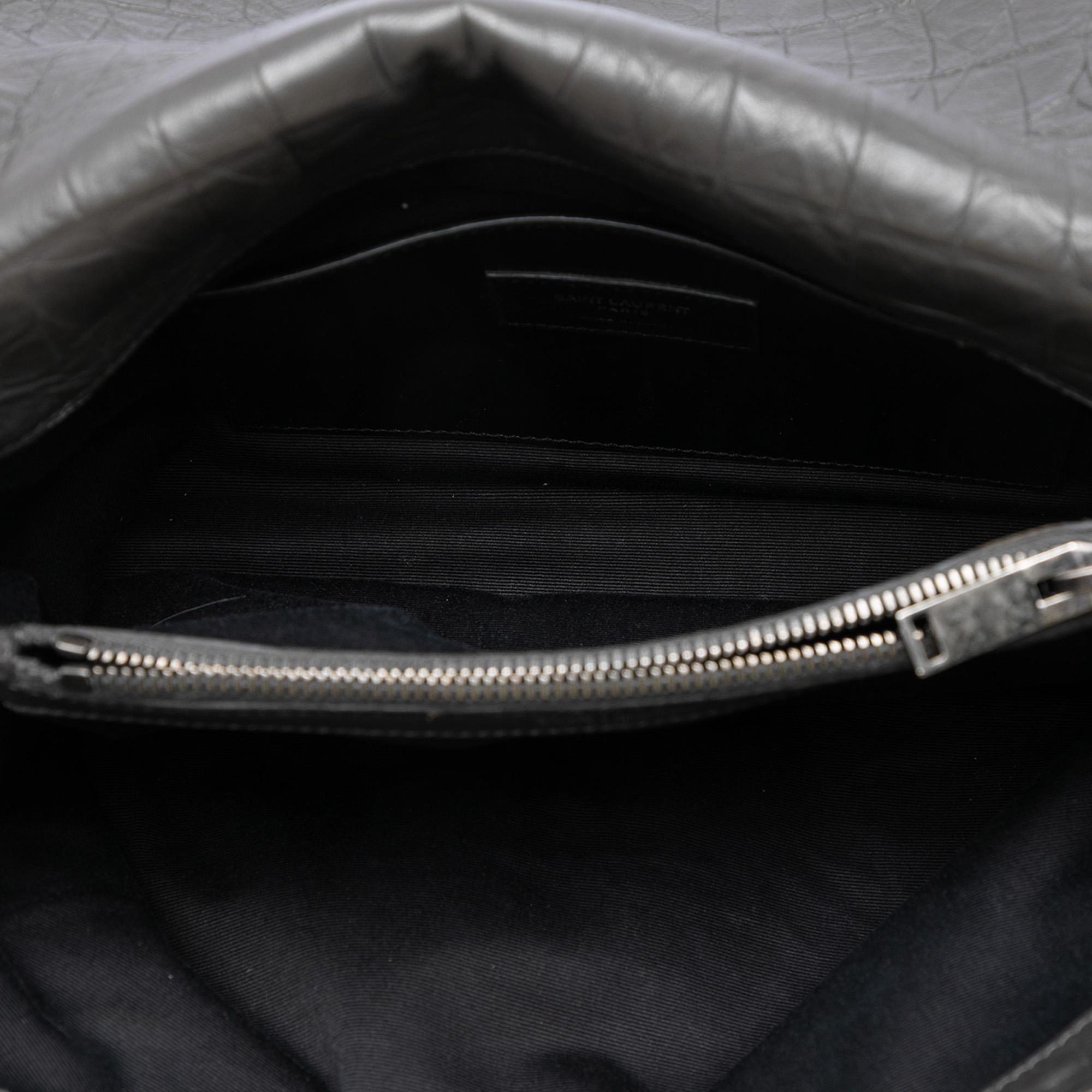 Saint Laurent Medium Croc Embossed Calfskin Monogram West Hollywood Crossbody