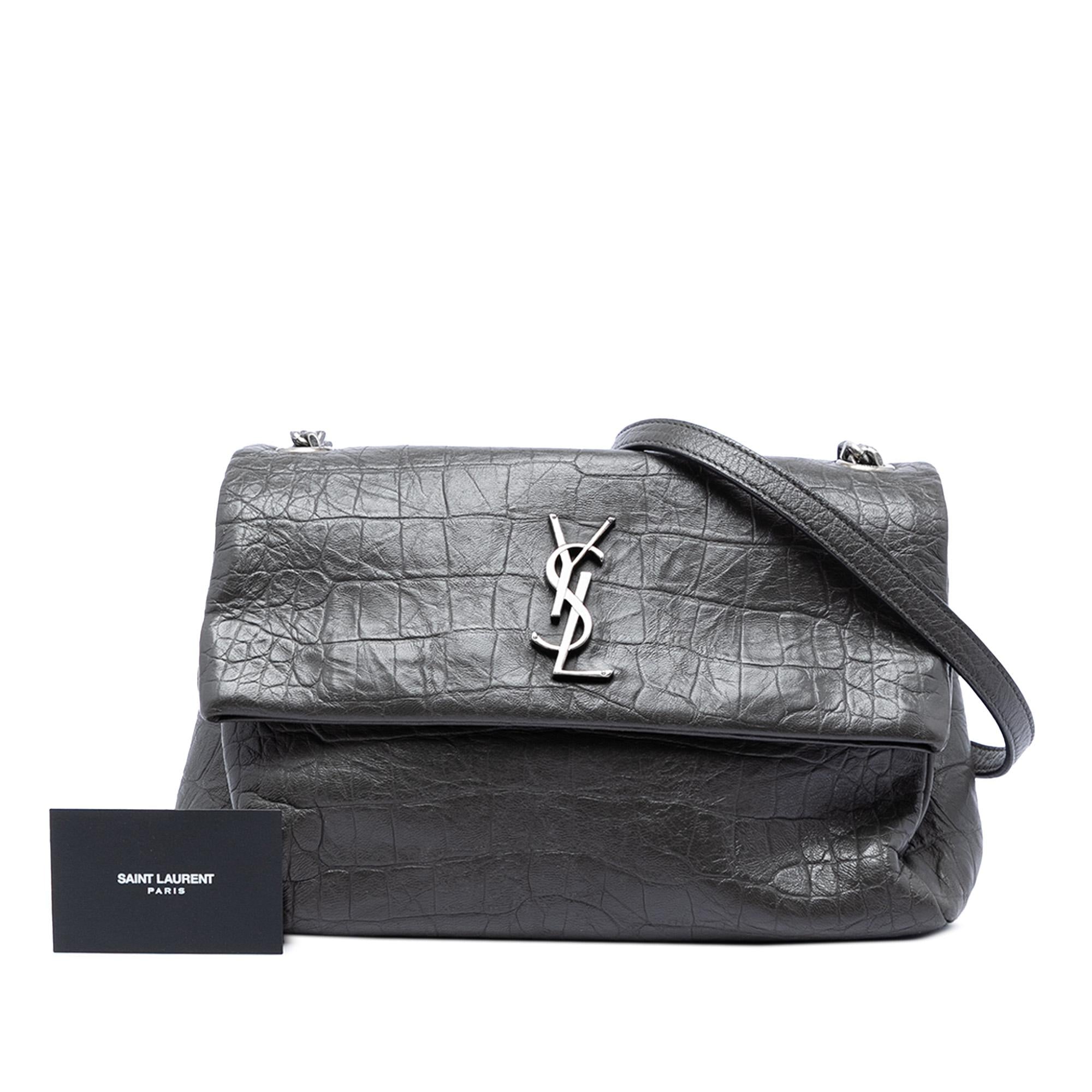 Saint Laurent Medium Croc Embossed Calfskin Monogram West Hollywood Crossbody