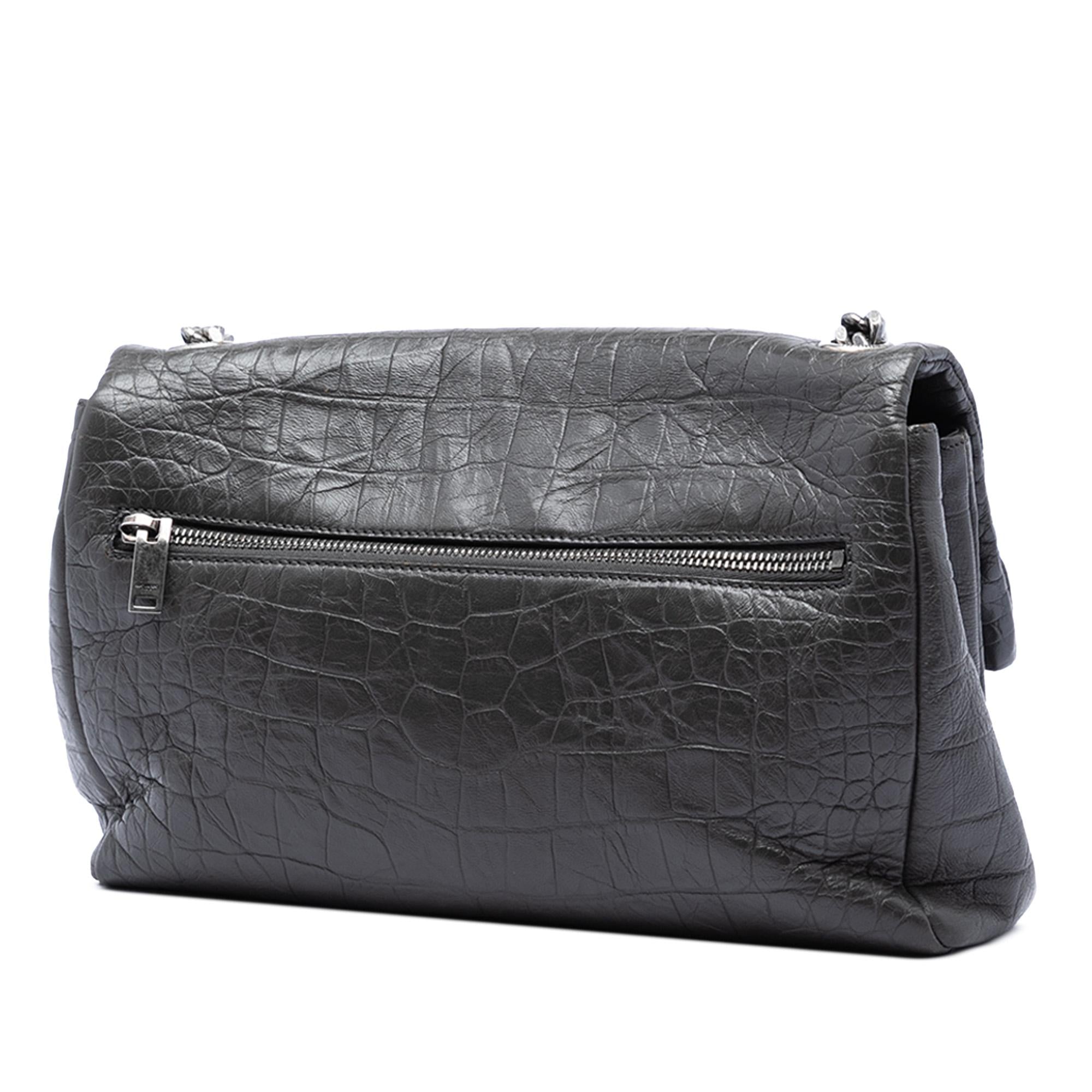 Saint Laurent Medium Croc Embossed Calfskin Monogram West Hollywood Crossbody