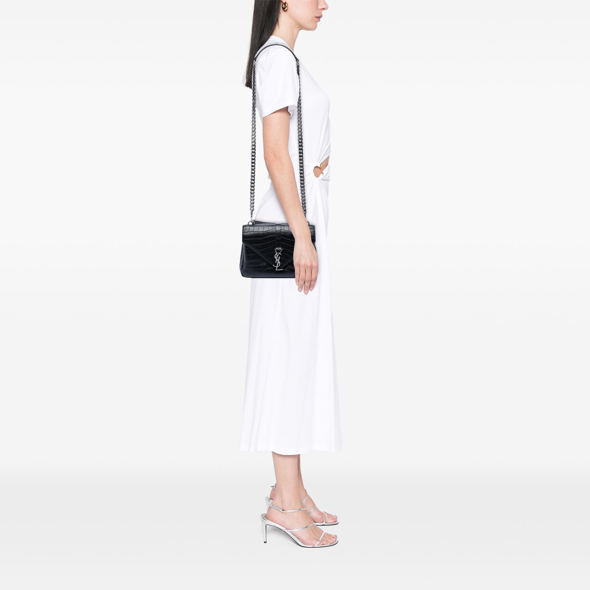 Saint Laurent Medium Croc Embossed Leather College Satchel