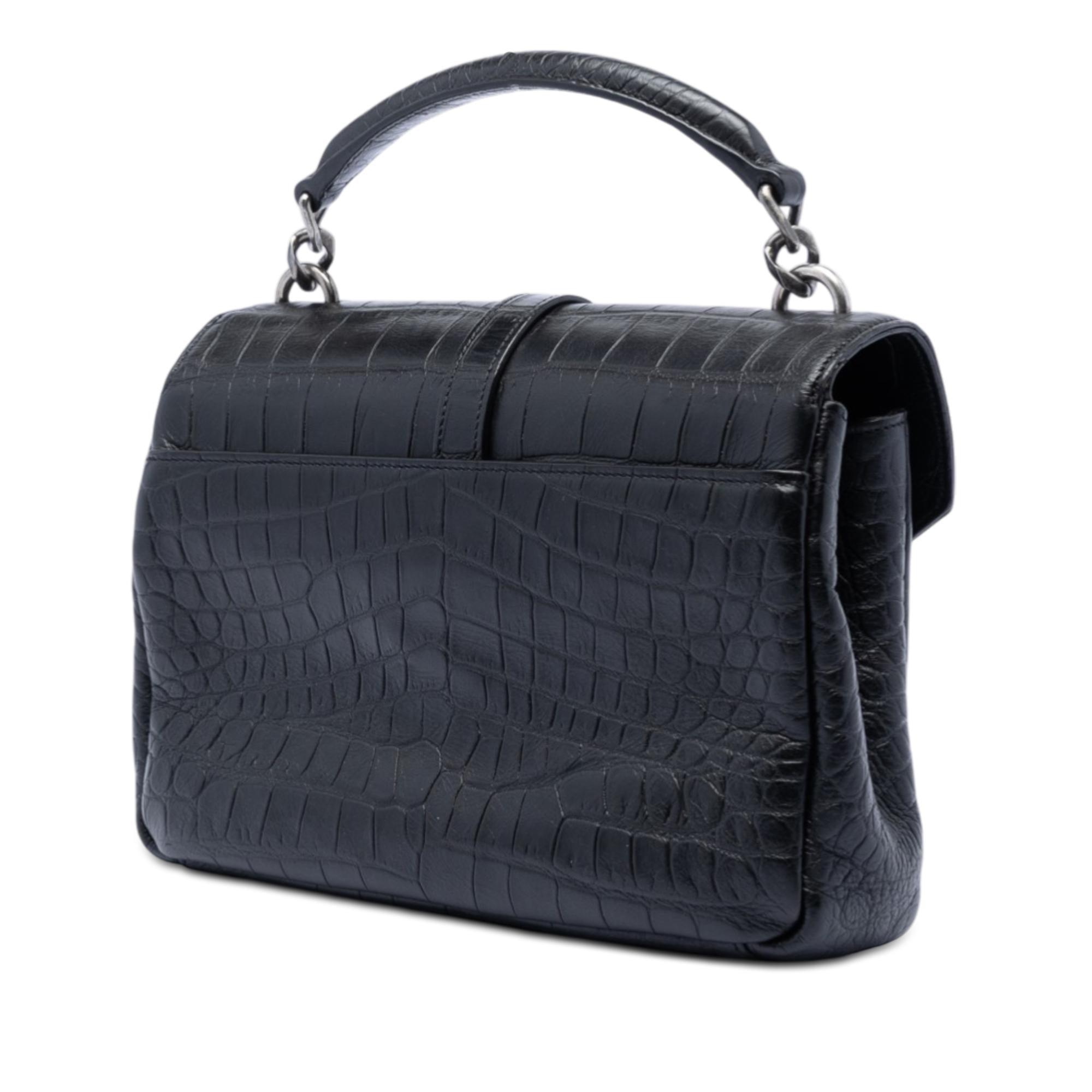 Saint Laurent Medium Croc Embossed Leather College Satchel