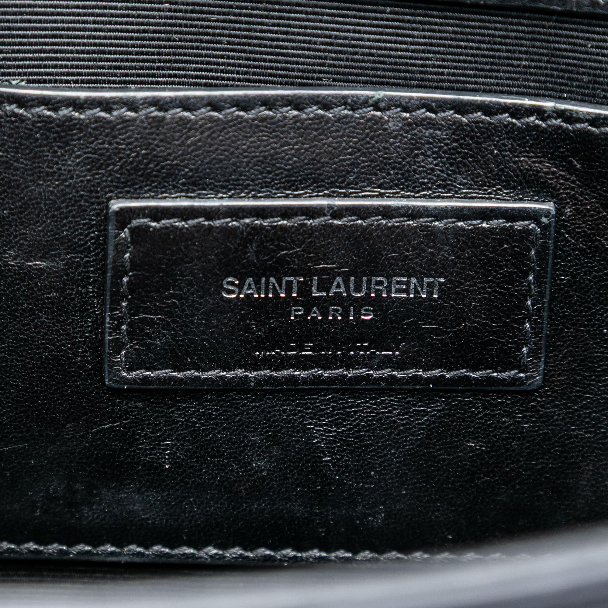 Saint Laurent Medium Croc Embossed Leather Kate Tassel Crossbody