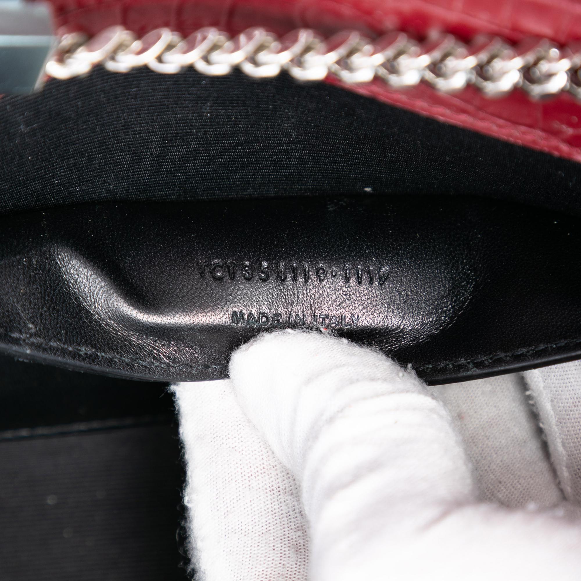Saint Laurent Medium Croc Embossed Leather Monogram Kate Tassel Crossbody