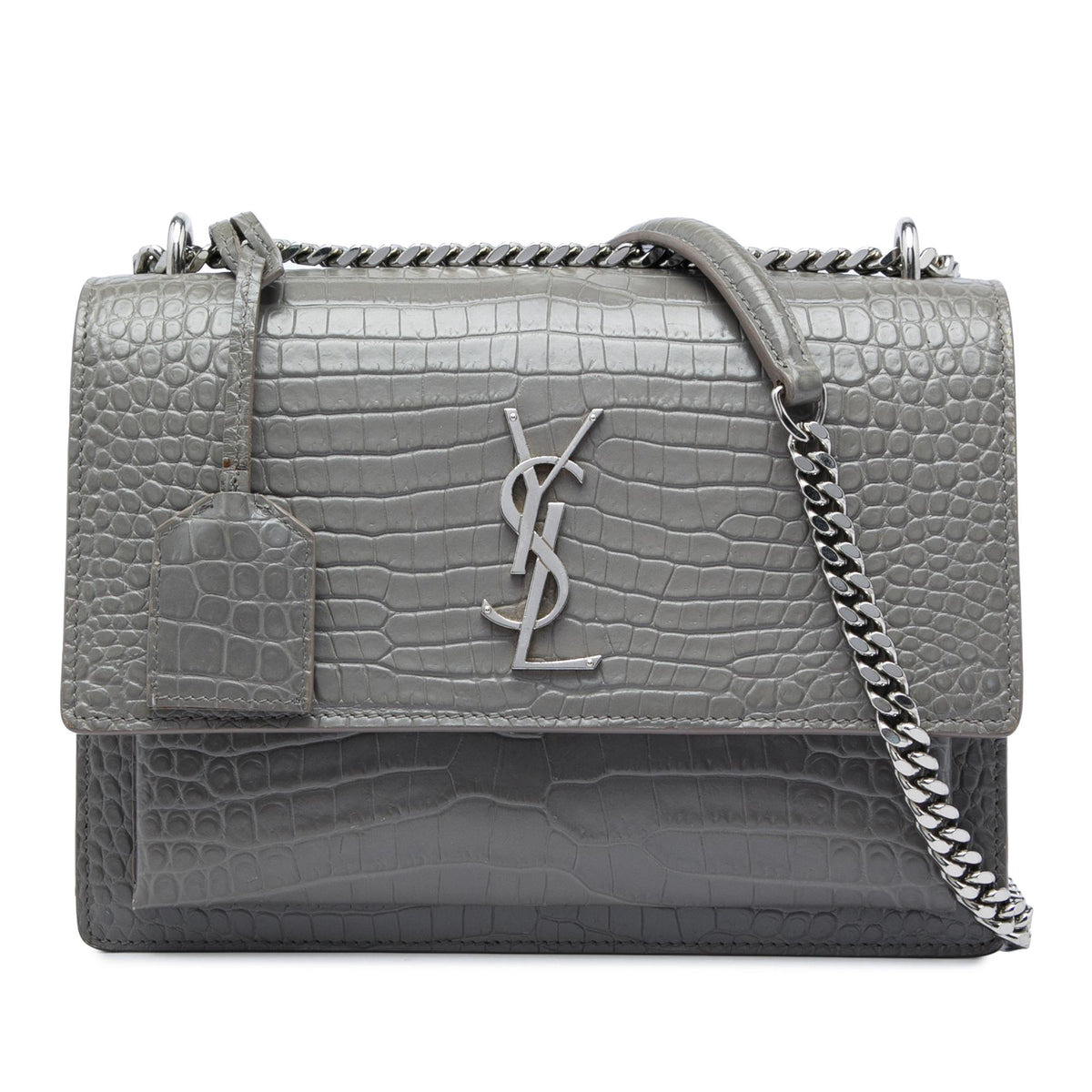 Saint Laurent Medium Croc Embossed Leather Monogram Sunset Crossbody