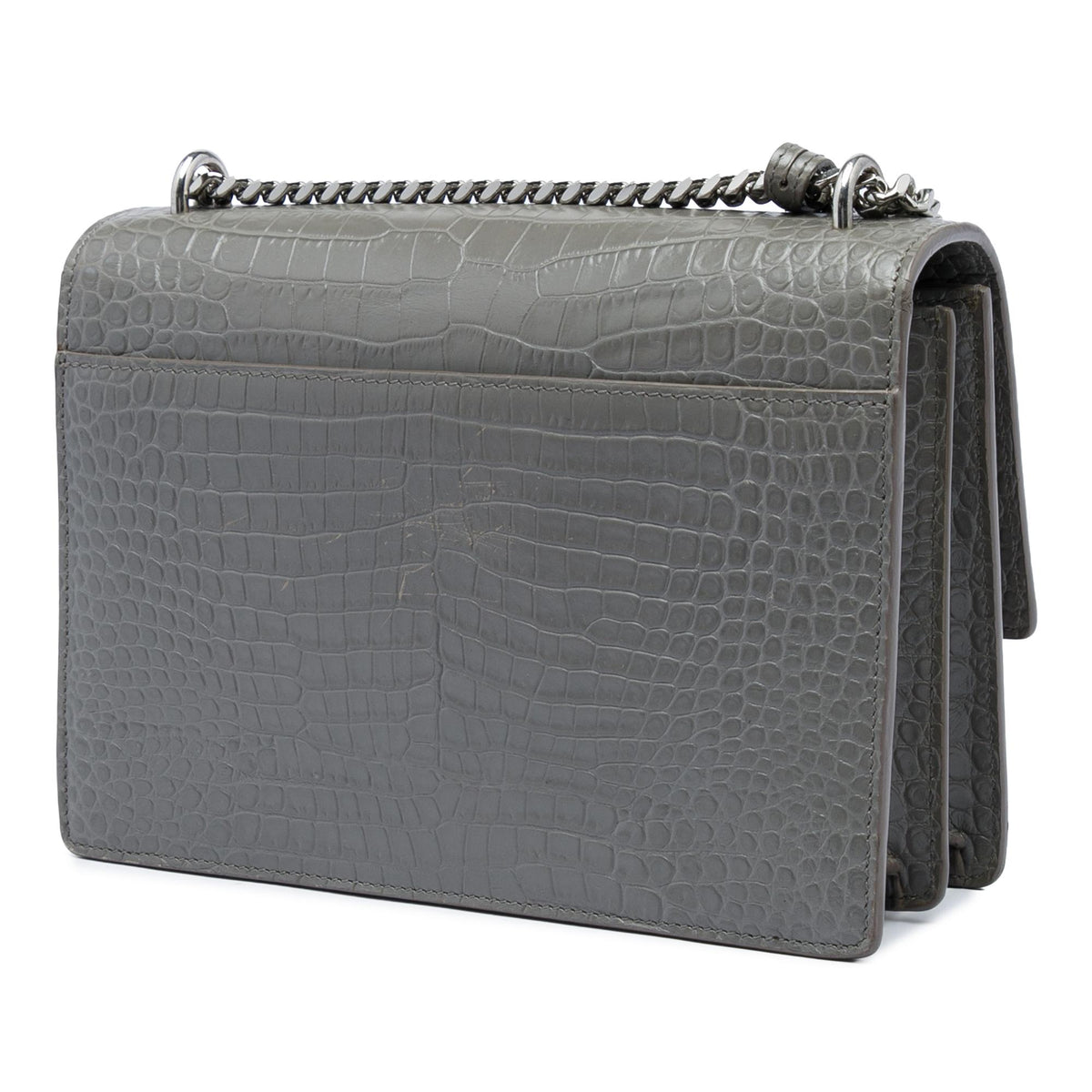 Saint Laurent Medium Croc Embossed Leather Monogram Sunset Crossbody