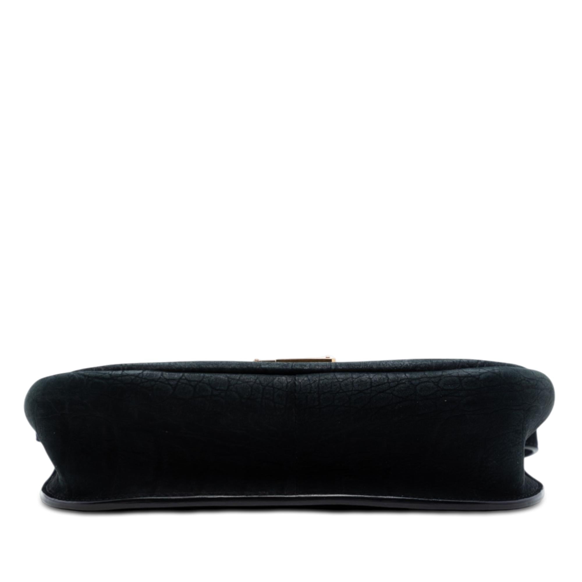 Saint Laurent Medium Croc Embossed Nubuck Monogram Kaia Crossbody