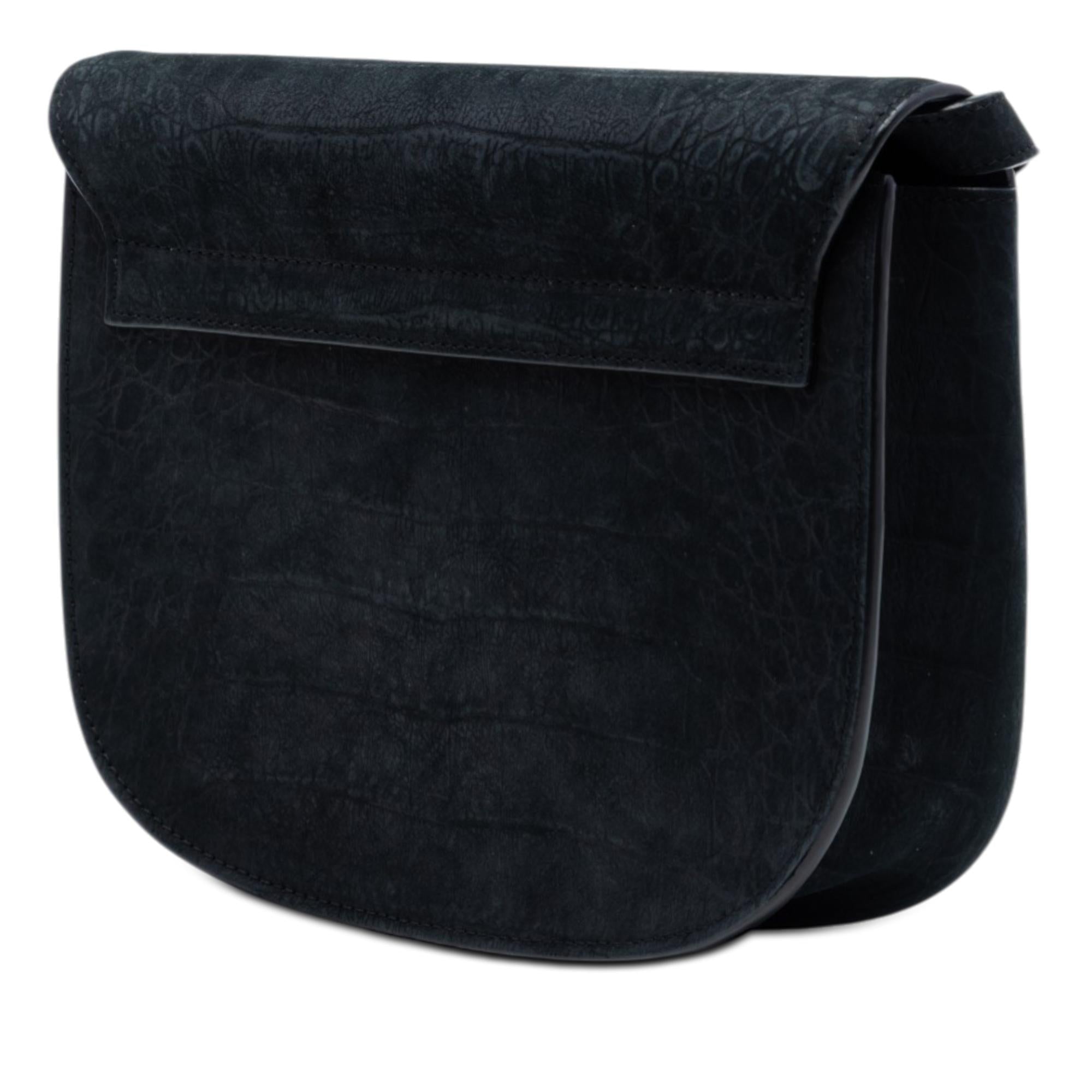 Saint Laurent Medium Croc Embossed Nubuck Monogram Kaia Crossbody