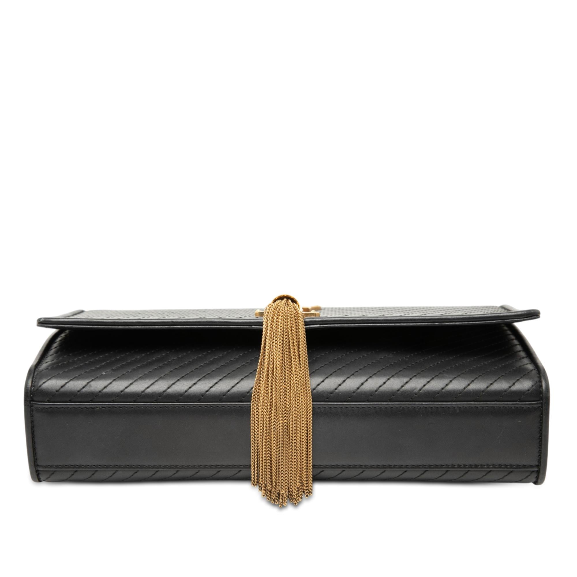 Saint Laurent Medium Diagonal Quilted Calfskin Monogram Kate Tassel Crossbody