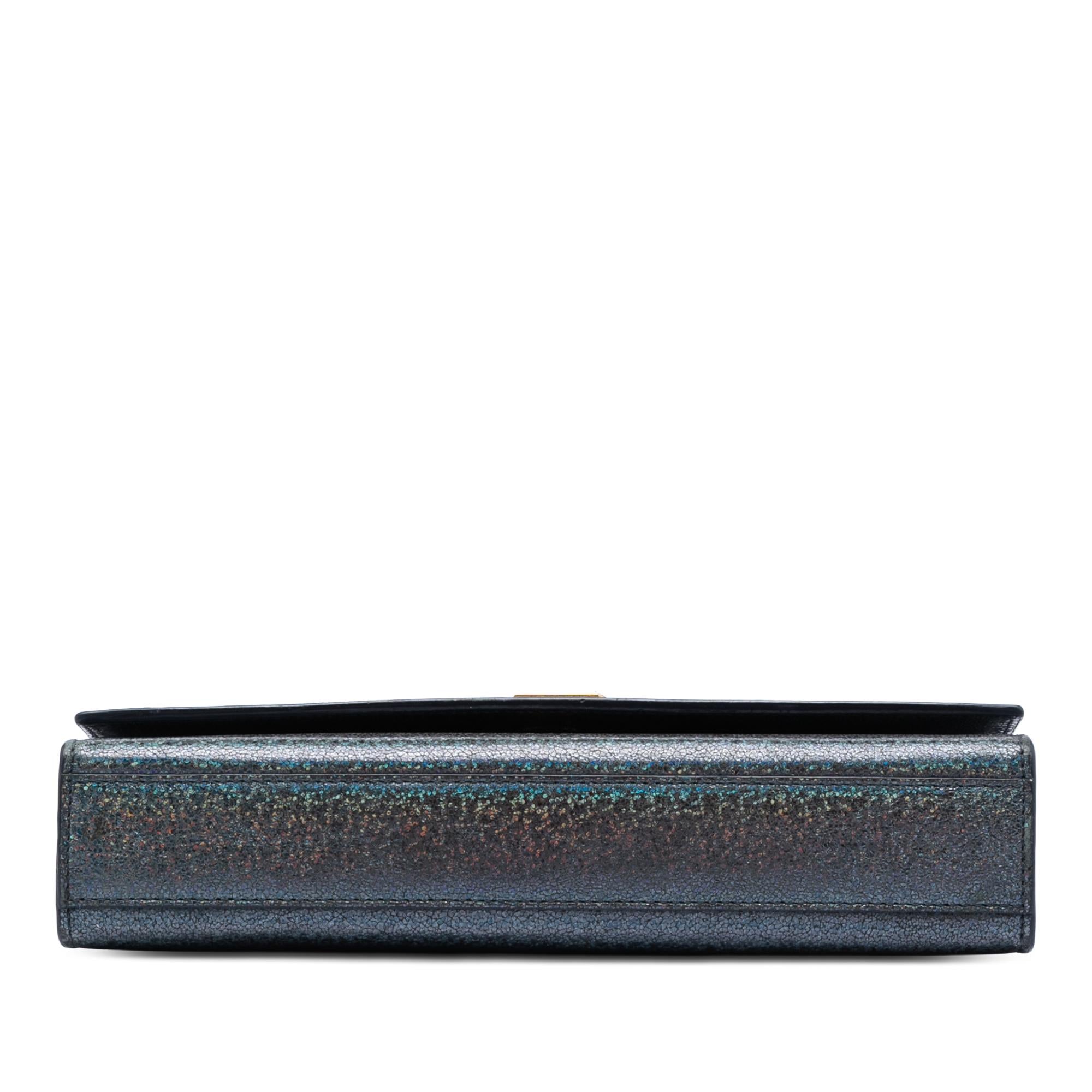 Saint Laurent Medium Glitter Leather Monogram Kate Crossbody