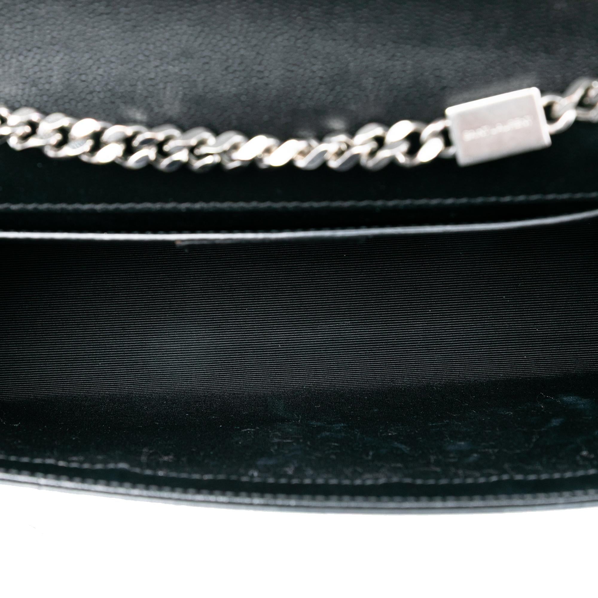 Saint Laurent Medium Grain De Poudre Leather Monogram Kate Crossbody
