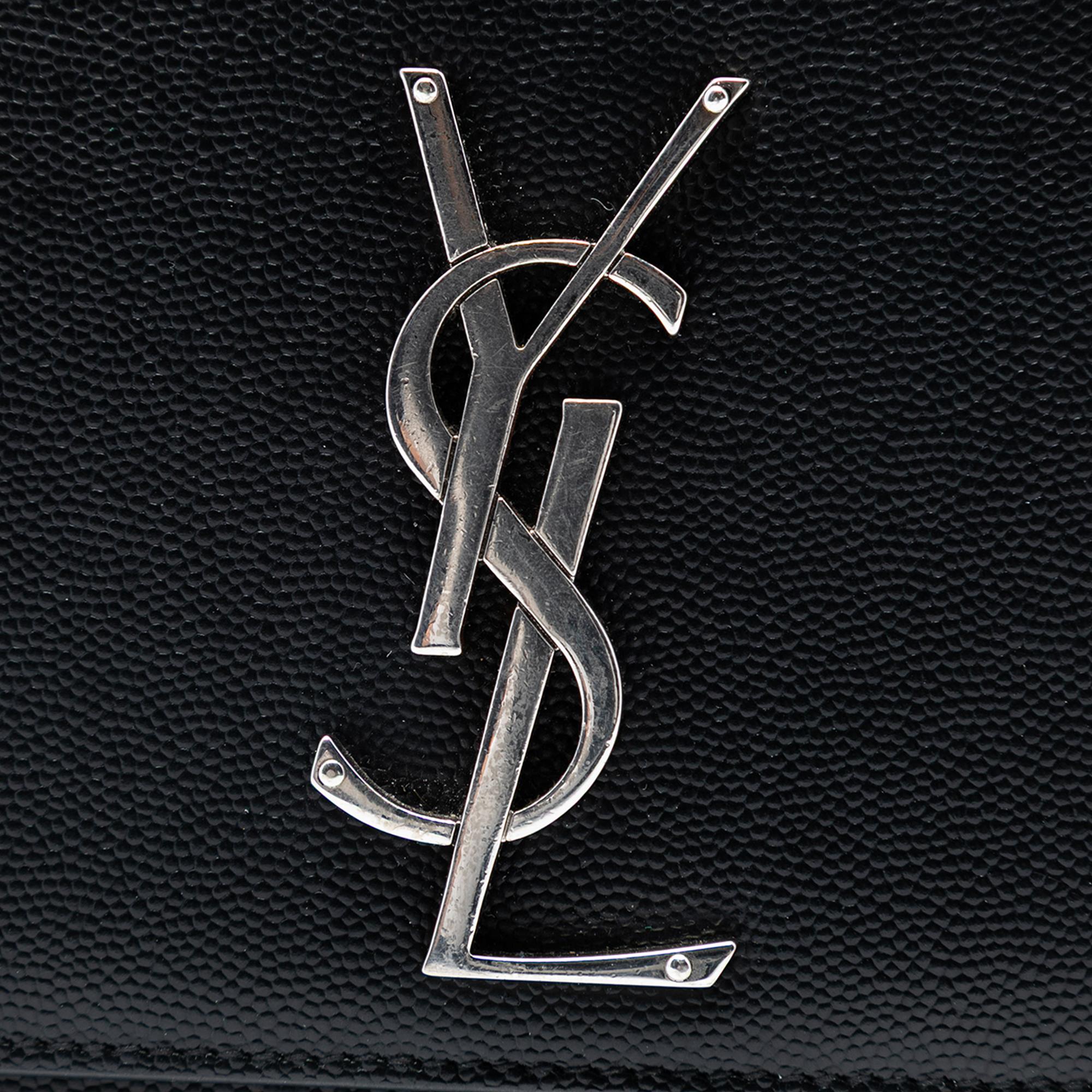 Saint Laurent Medium Grain De Poudre Leather Monogram Kate Crossbody