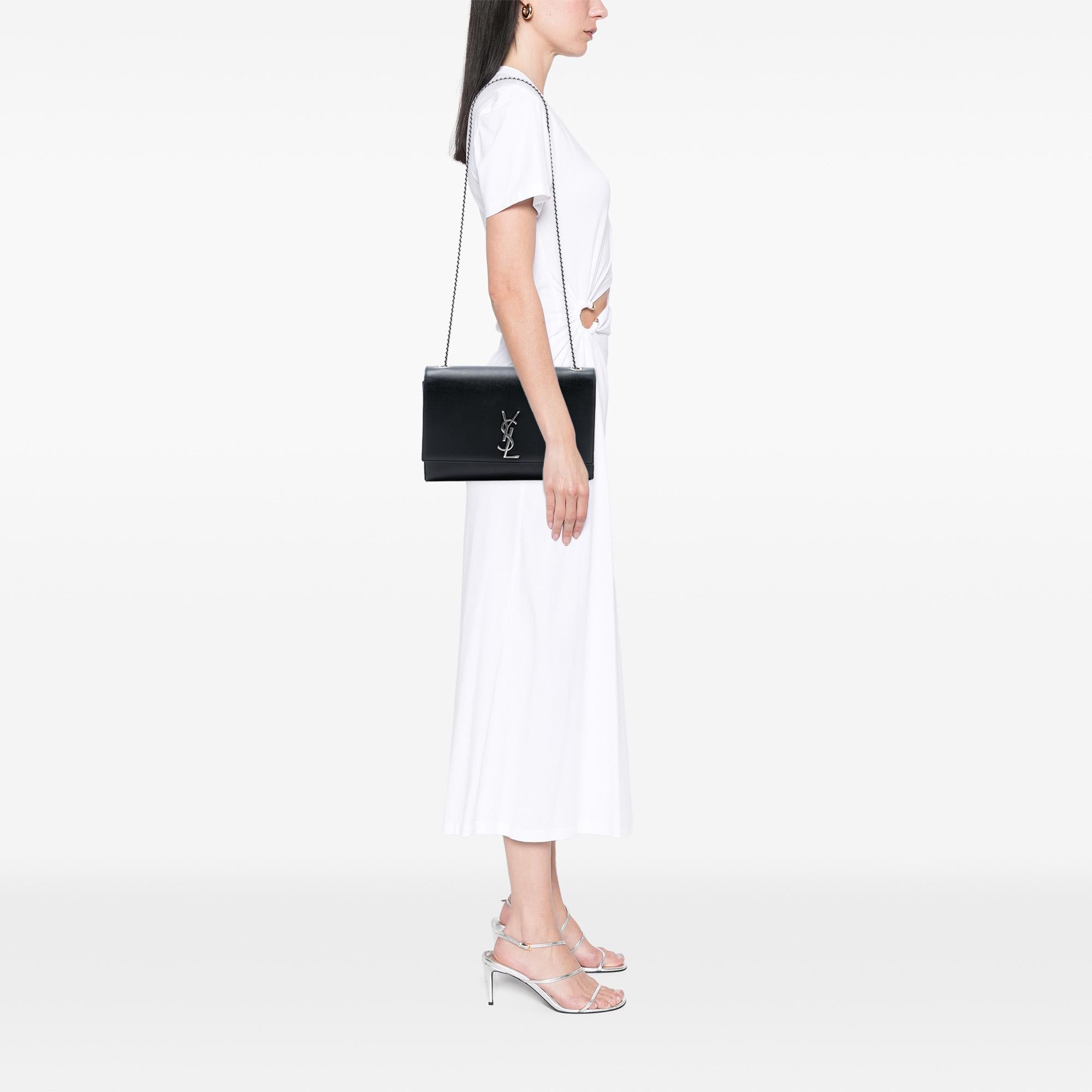 Saint Laurent Medium Grain De Poudre Leather Monogram Kate Crossbody
