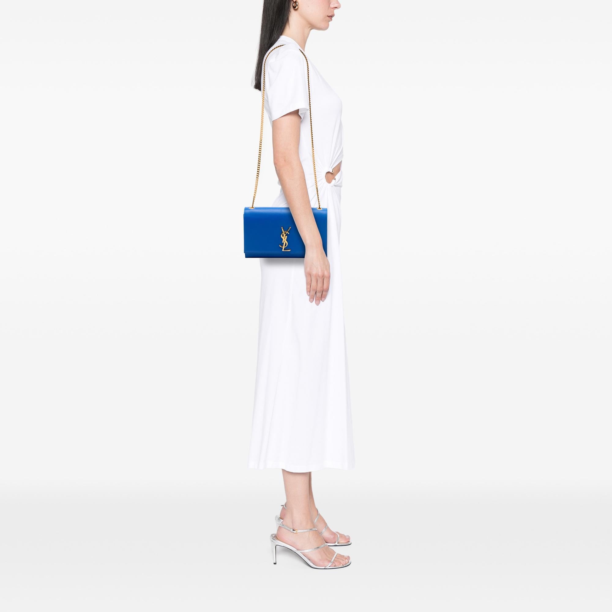 Saint Laurent Medium Grain De Poudre Monogram Kate Crossbody