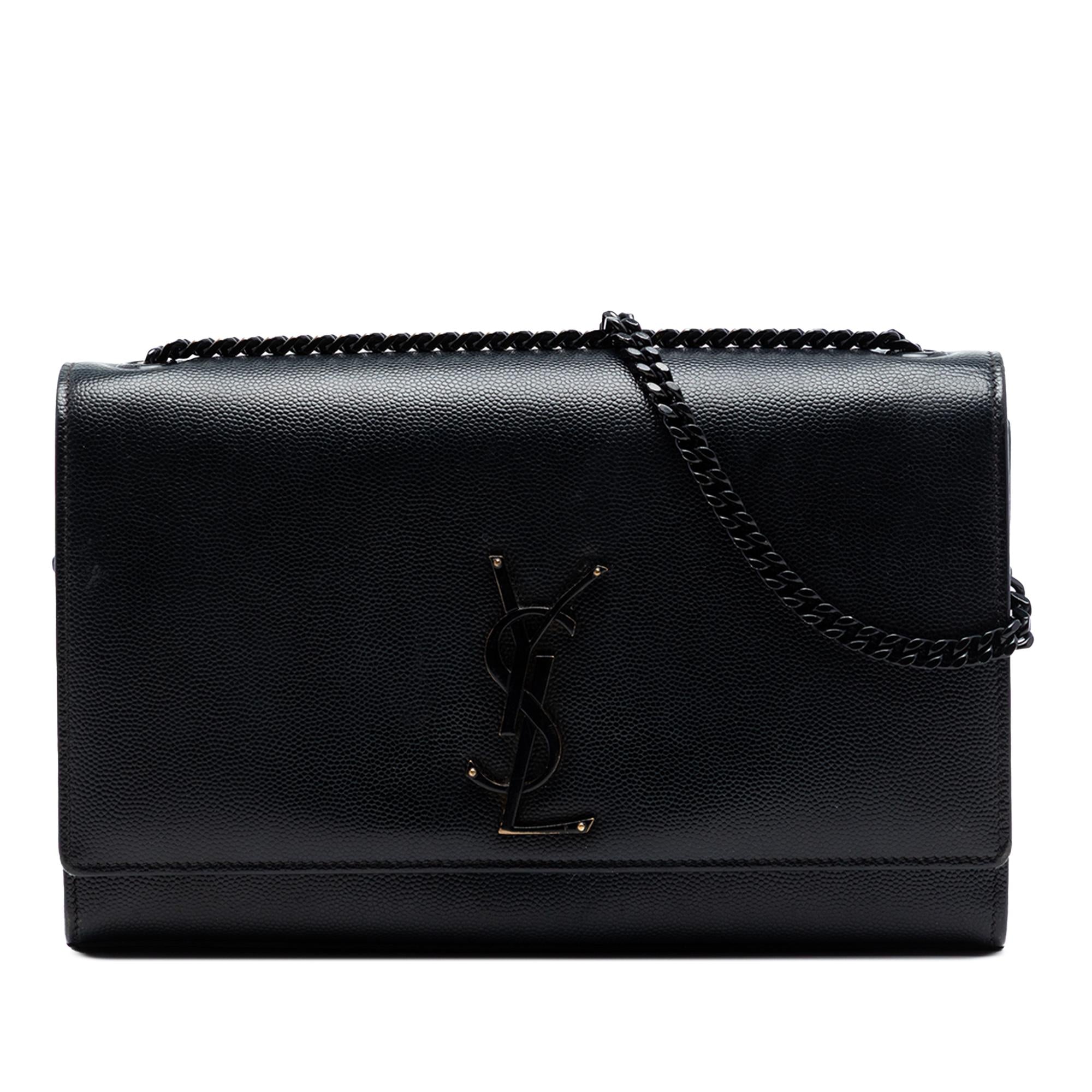 Saint Laurent Medium Grain De Poudre Monogram Monochrome Kate Crossbody