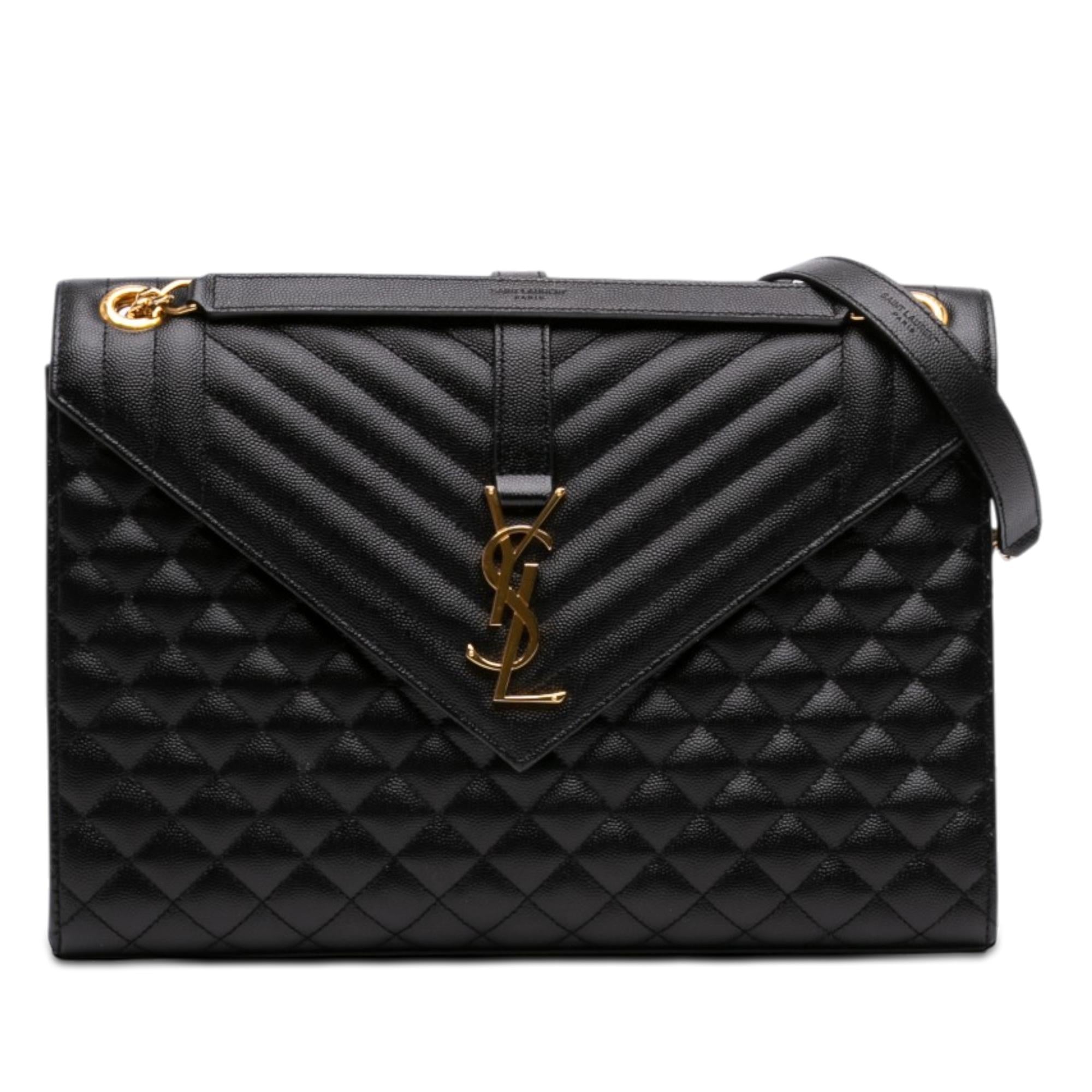 Saint Laurent Medium Grain De Poudre Triquilt Monogram Envelope Bag