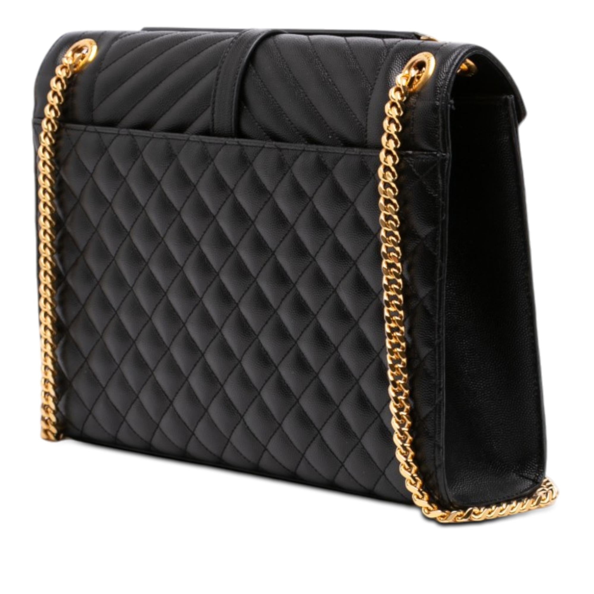 Saint Laurent Medium Grain De Poudre Triquilt Monogram Envelope Bag