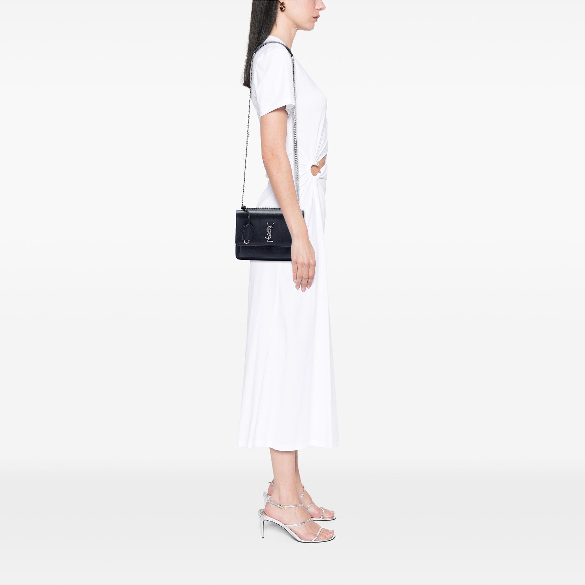 Saint Laurent Medium Grained Calfskin Monogram Sunset Crossbody